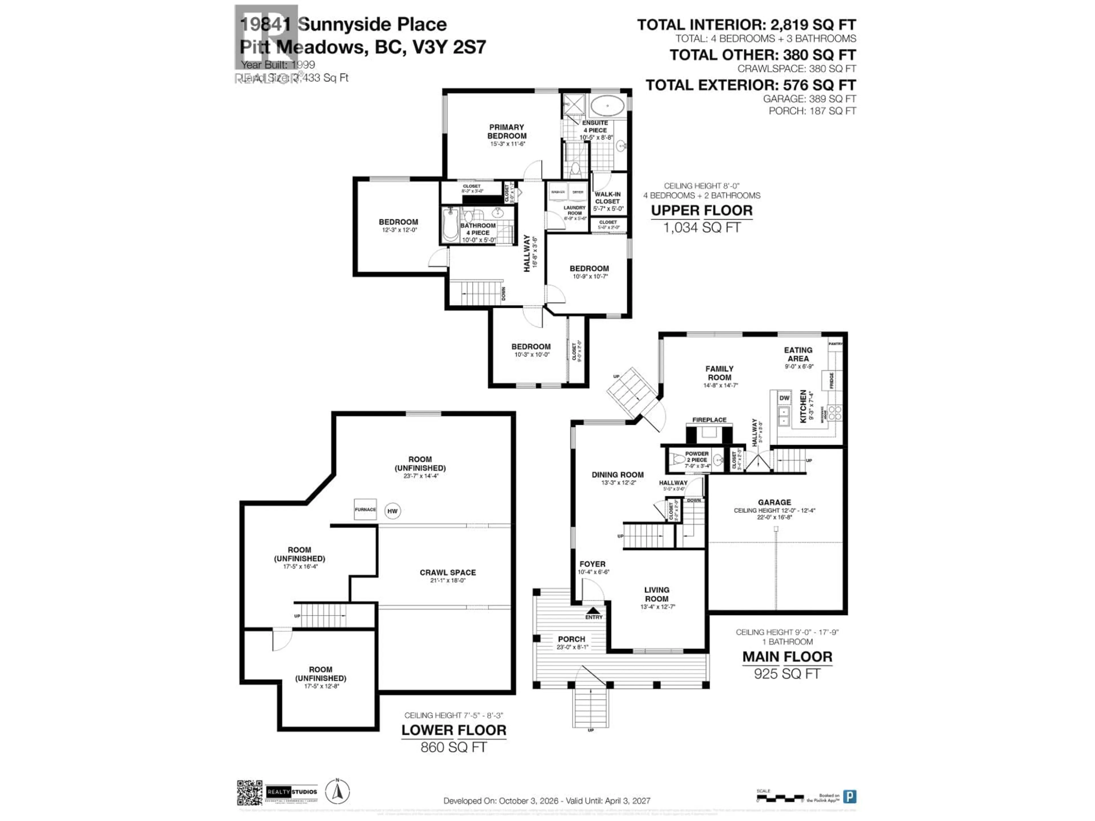 Floor plan for 19841 SUNNYSIDE PLACE, Pitt Meadows British Columbia V3Y2S7