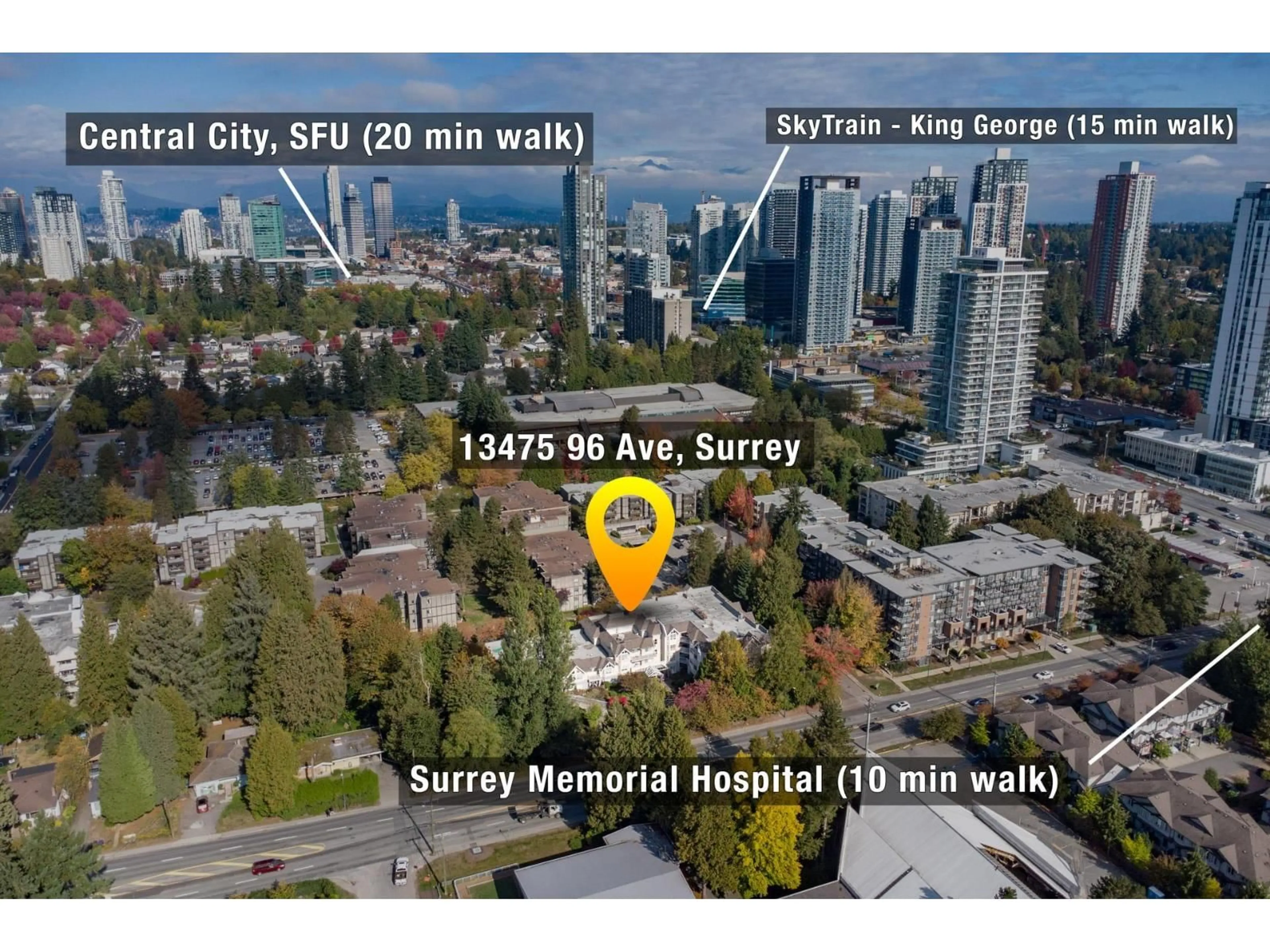 A pic from outside/outdoor area/front of a property/back of a property/a pic from drone, city buildings view from balcony for 307 - 13475 96TH AVENUE, Surrey British Columbia V3V1Y8