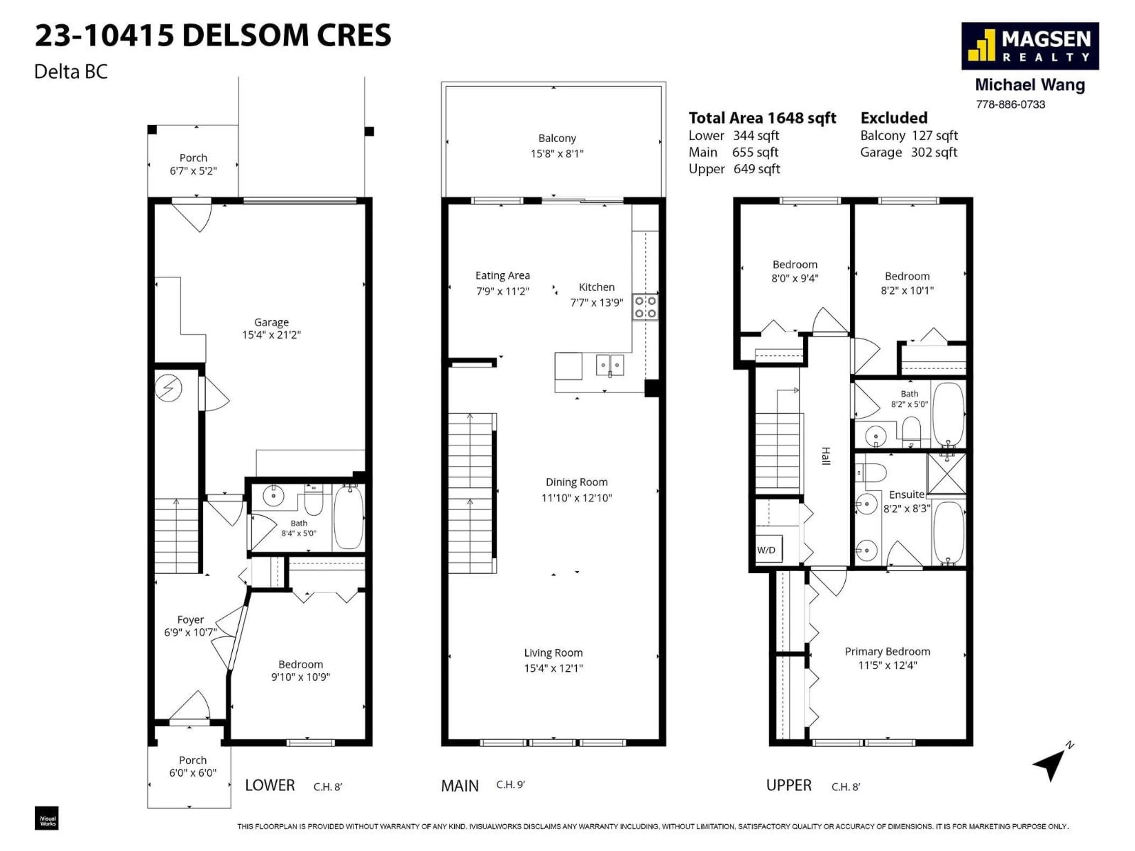 Floor plan for 23 - 10415 DELSOM CRESCENT, Delta British Columbia V4C0B1