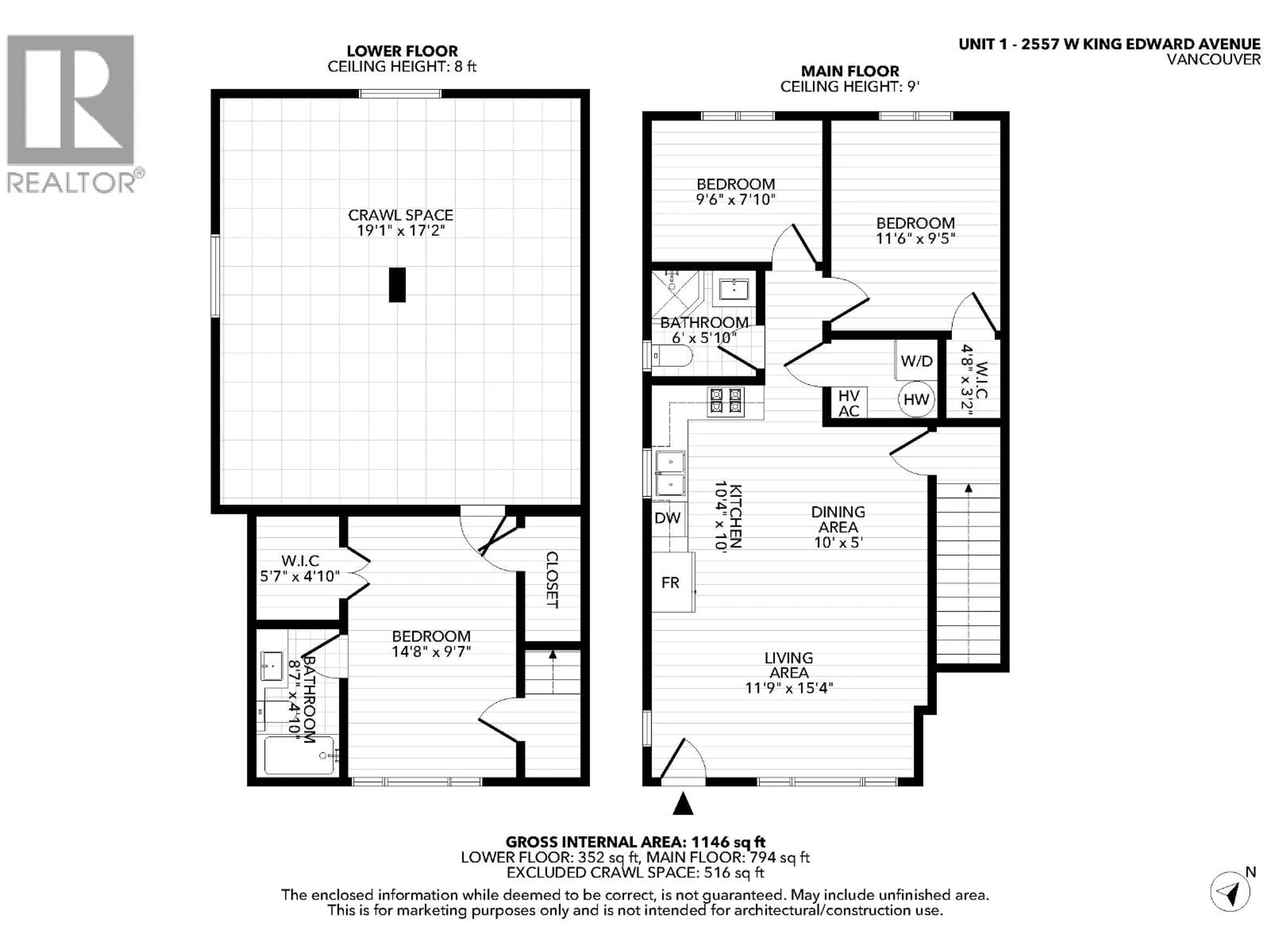 Floor plan for 1 - 2557 KING EDWARD STREET, Vancouver British Columbia V6L1T5