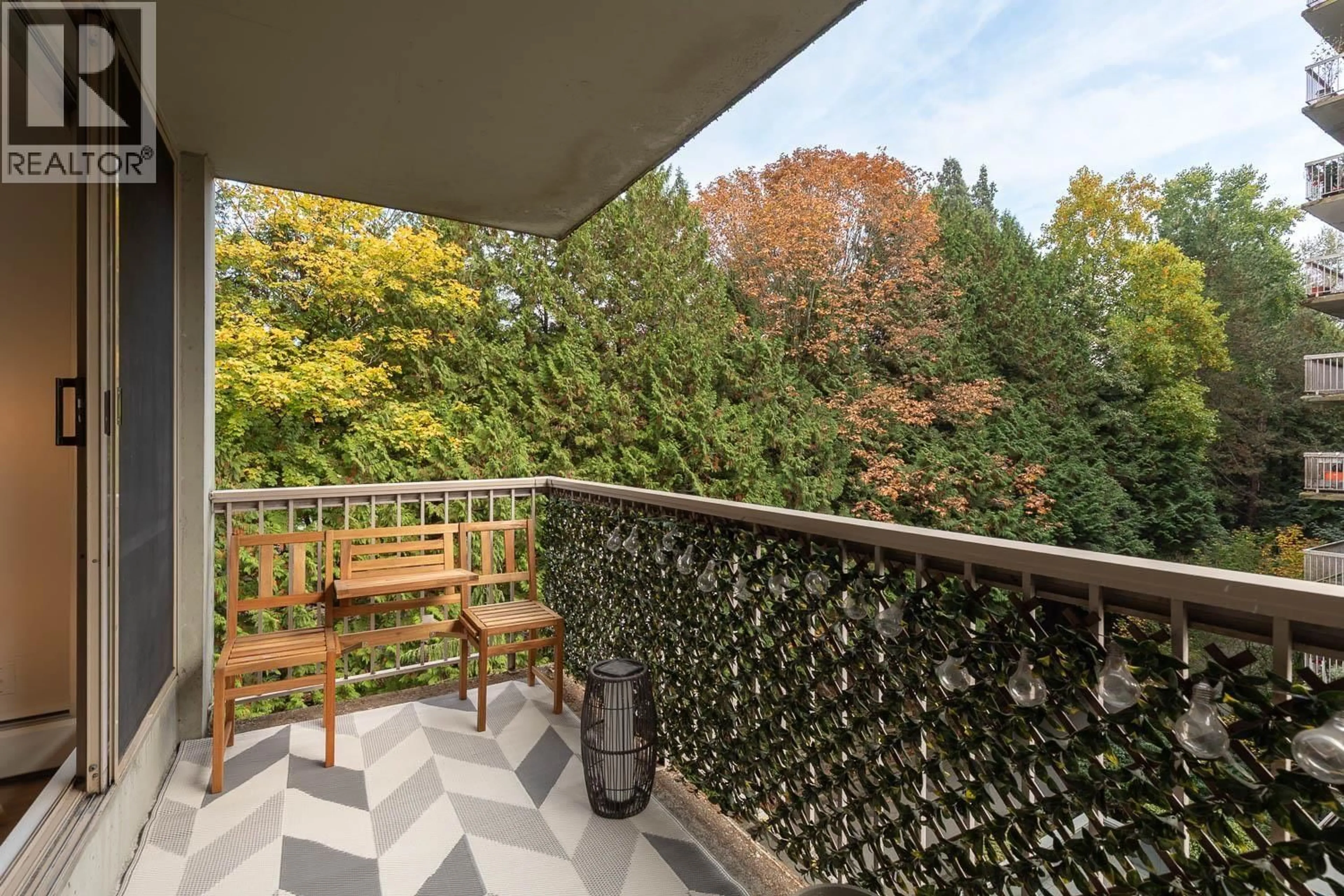 Balcony in the apartment, forest/trees view for 604 - 2016 FULLERTON AVENUE, North Vancouver British Columbia V7P3E6