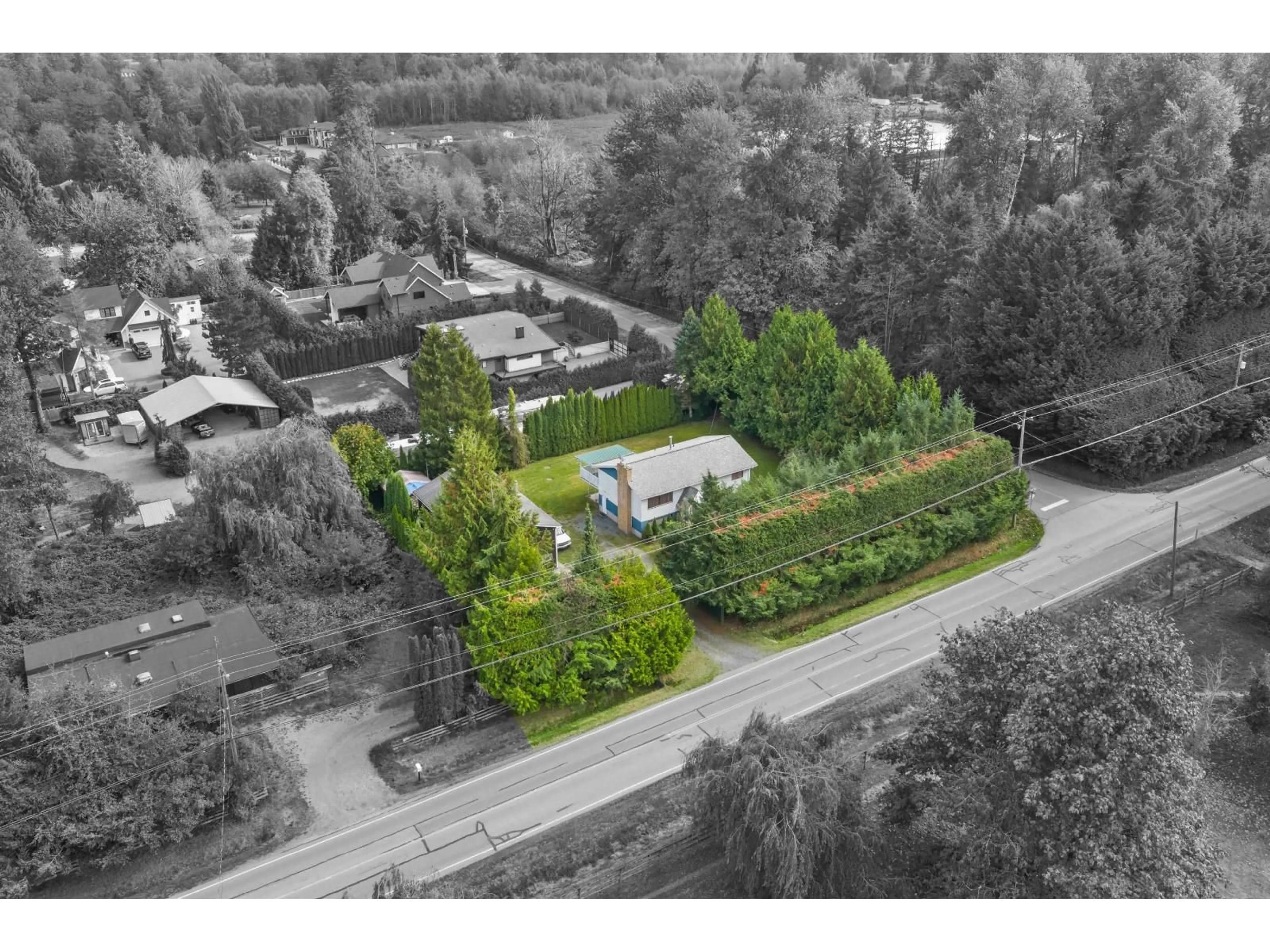 A pic from outside/outdoor area/front of a property/back of a property/a pic from drone, street for 3620 256 STREET, Langley British Columbia V4W2A3