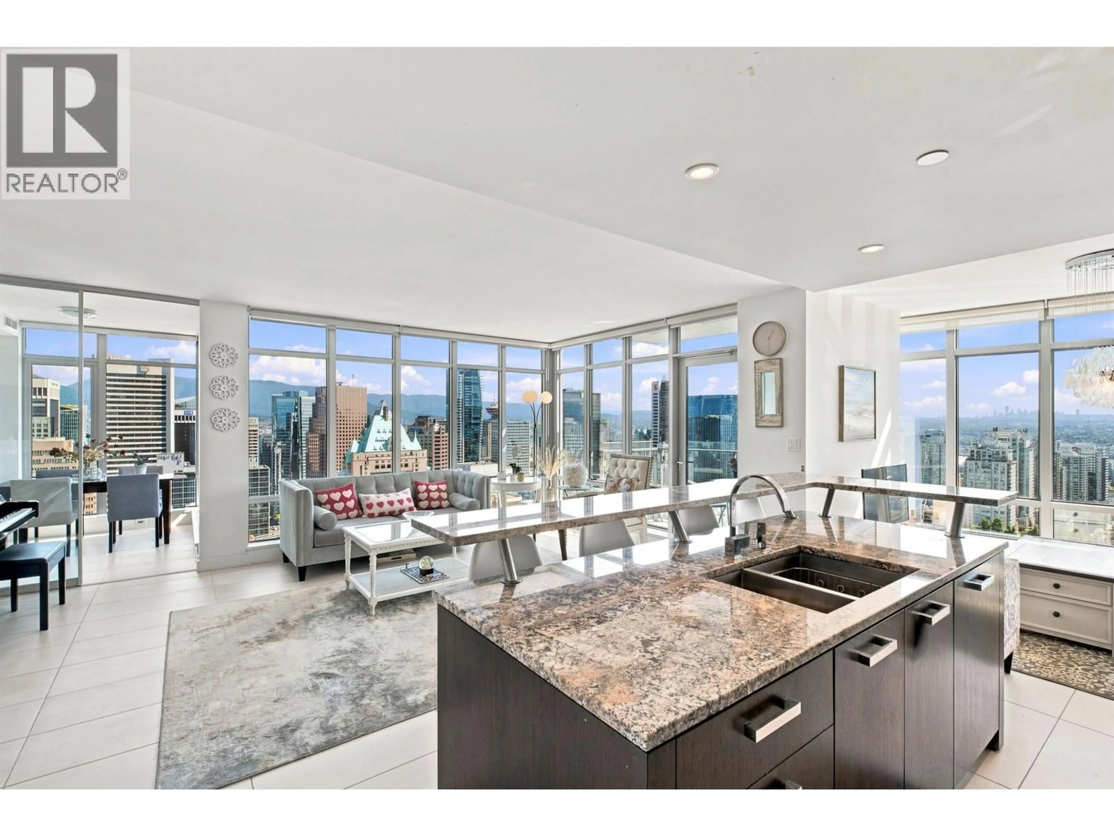 Open concept kitchen, ceramic/tile floor for 3407 - 1028 BARCLAY STREET, Vancouver British Columbia V6E0B1