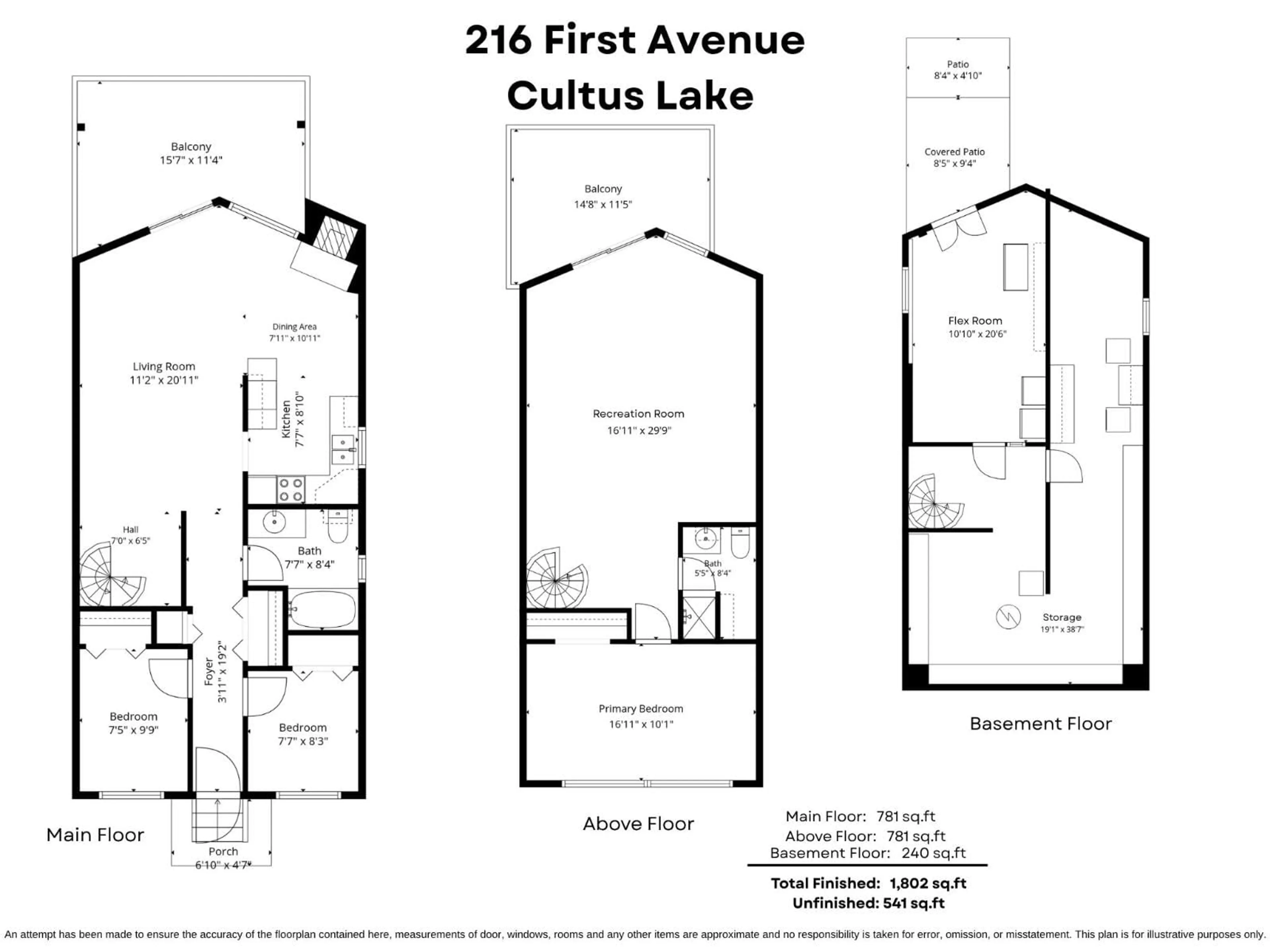Floor plan for 216 FIRST AVENUE, Cultus Lake British Columbia V2R4Y4