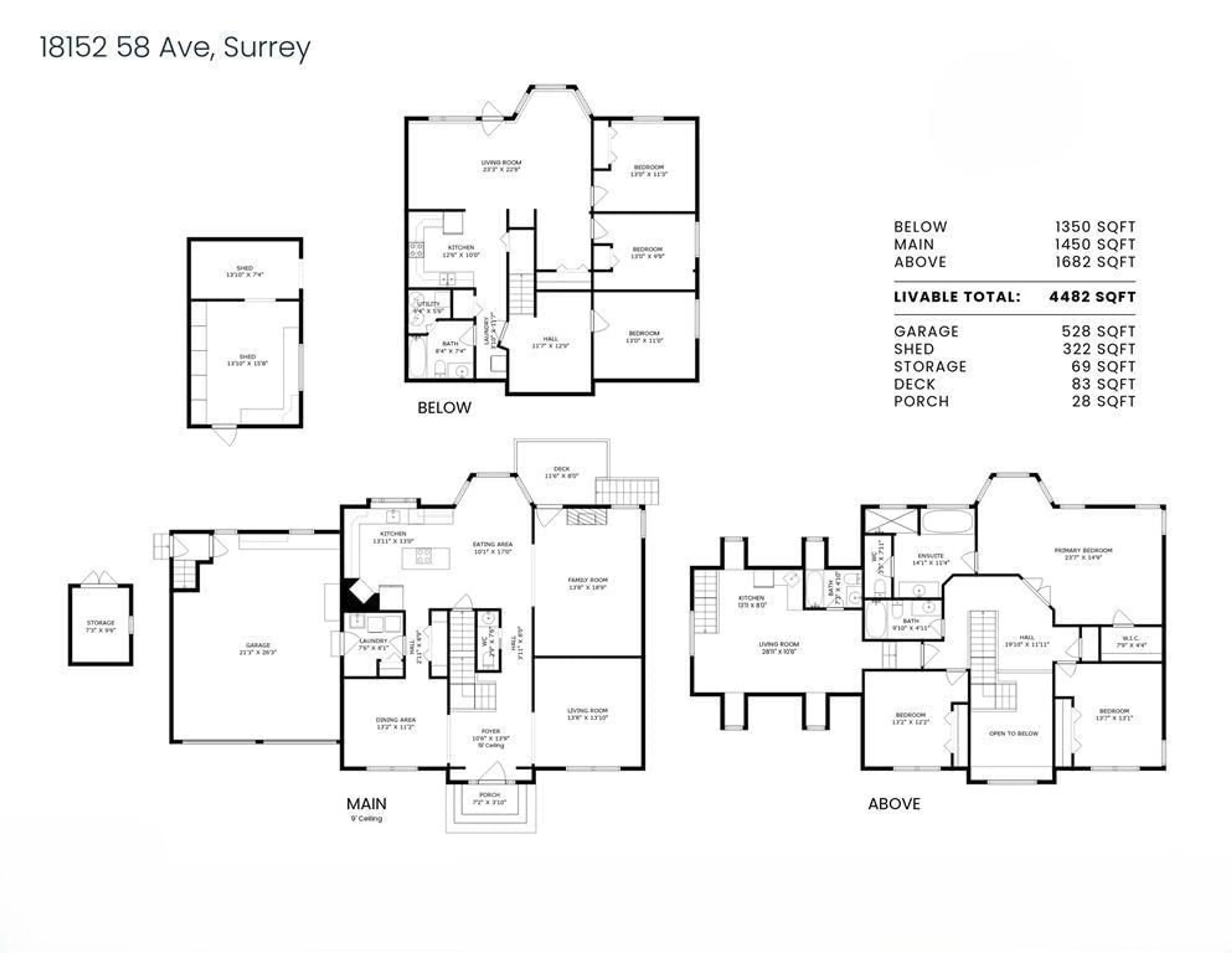Floor plan for 18152 58 AVENUE, Surrey British Columbia V3S1M1