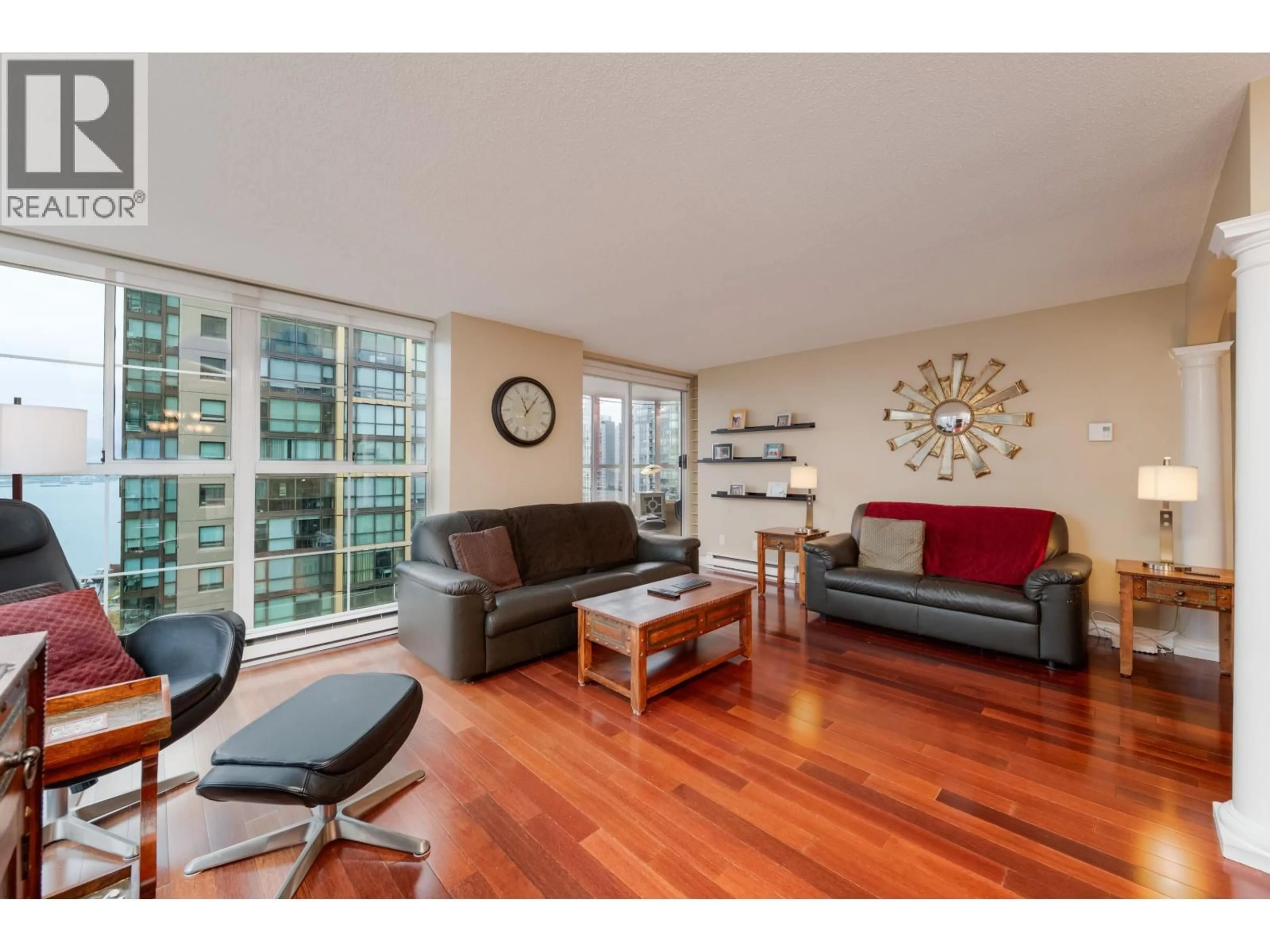 Living room with furniture, wood/laminate floor for 1801 - 717 JERVIS STREET, Vancouver British Columbia V6E4L5