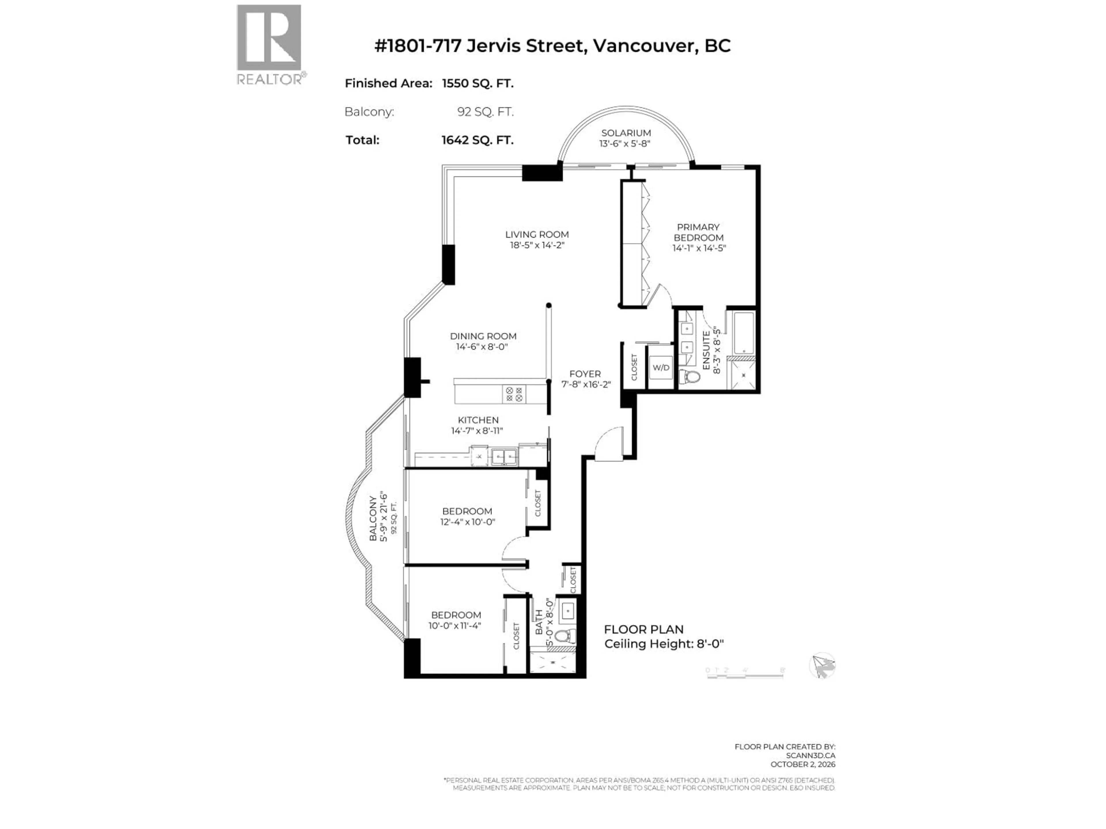 Floor plan for 1801 - 717 JERVIS STREET, Vancouver British Columbia V6E4L5