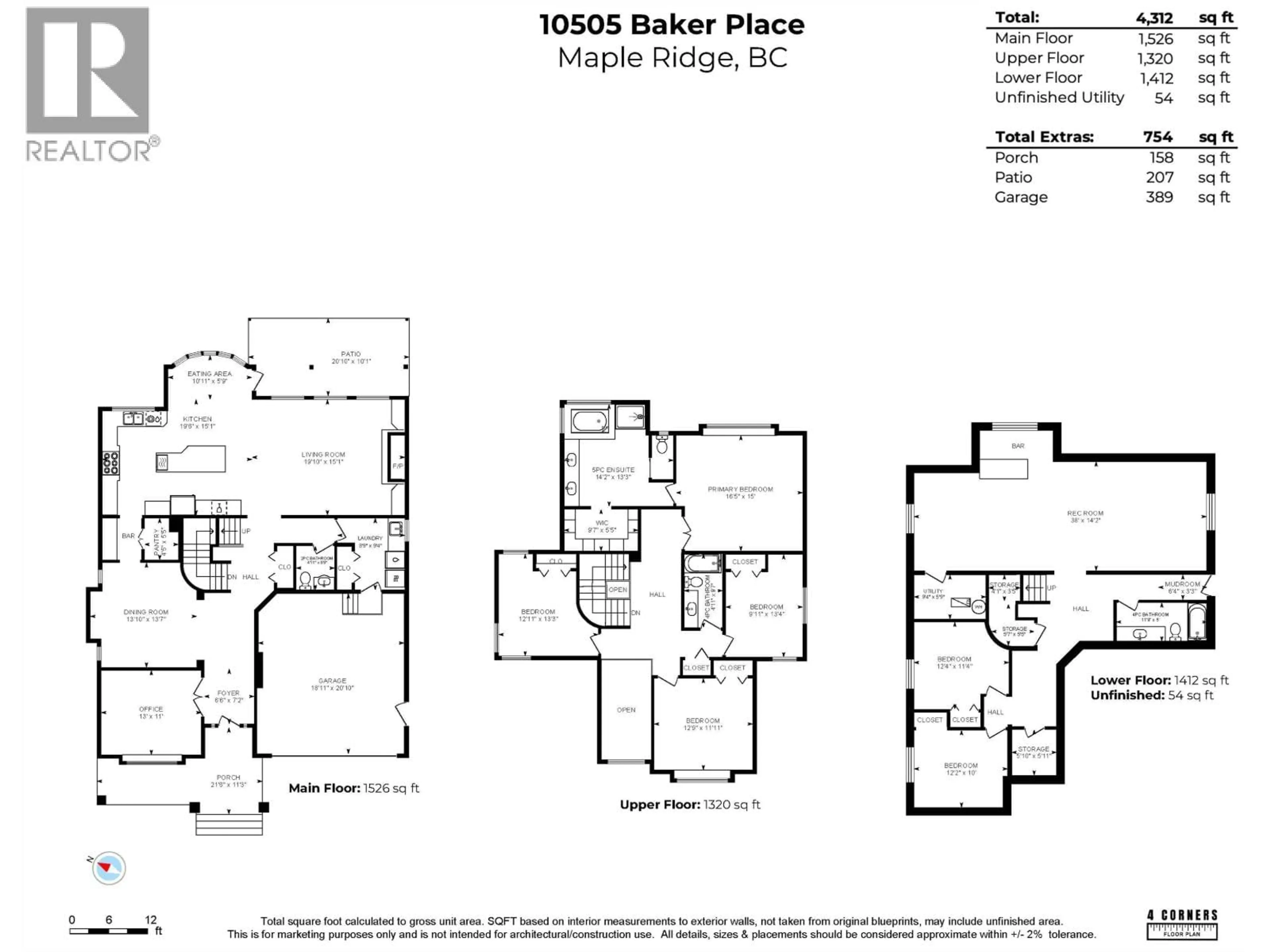 Floor plan for 10505 BAKER PLACE, Maple Ridge British Columbia V2W2C2
