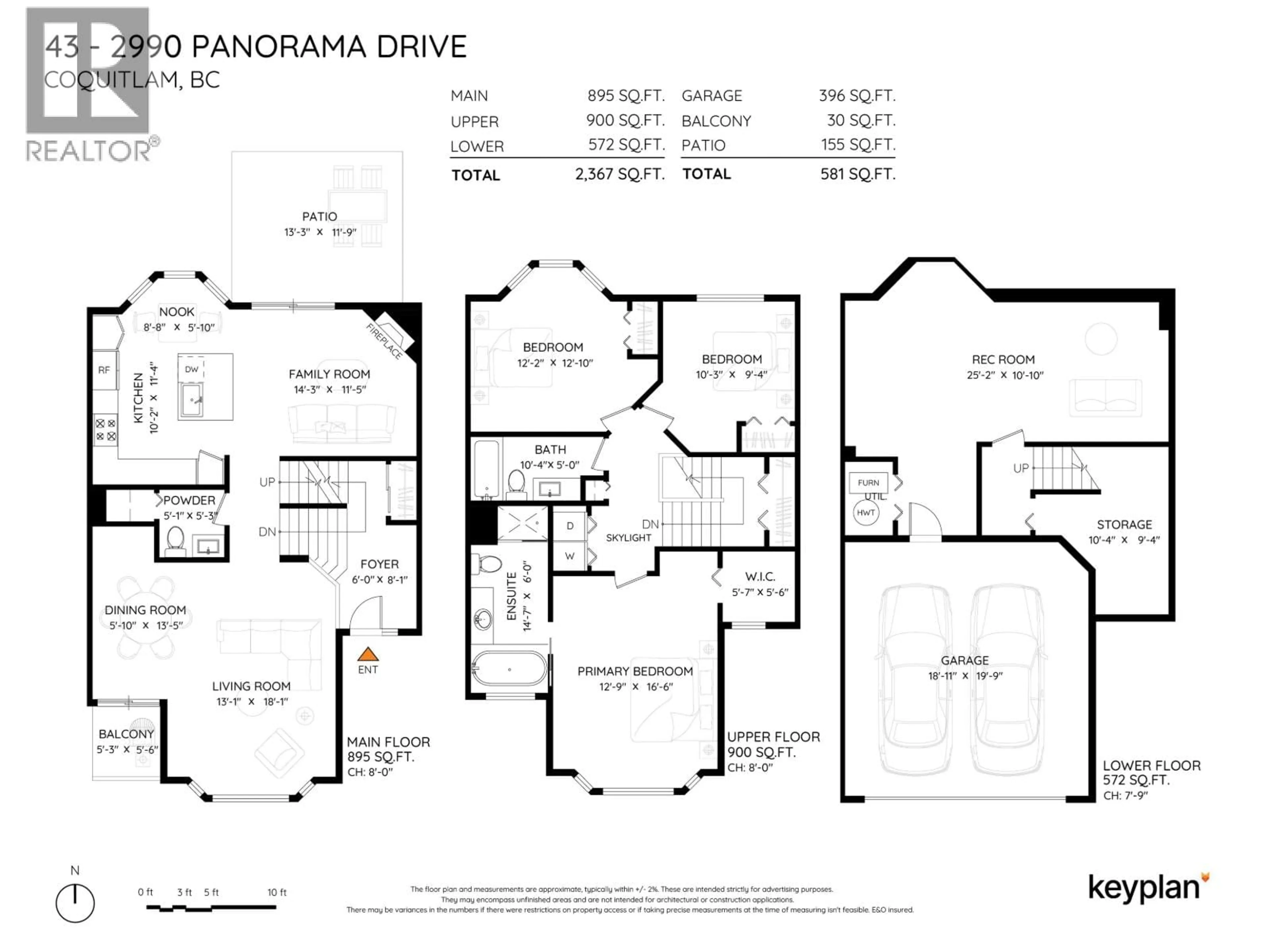 Floor plan for 43 - 2990 PANORAMA DRIVE, Coquitlam British Columbia V3E2W5