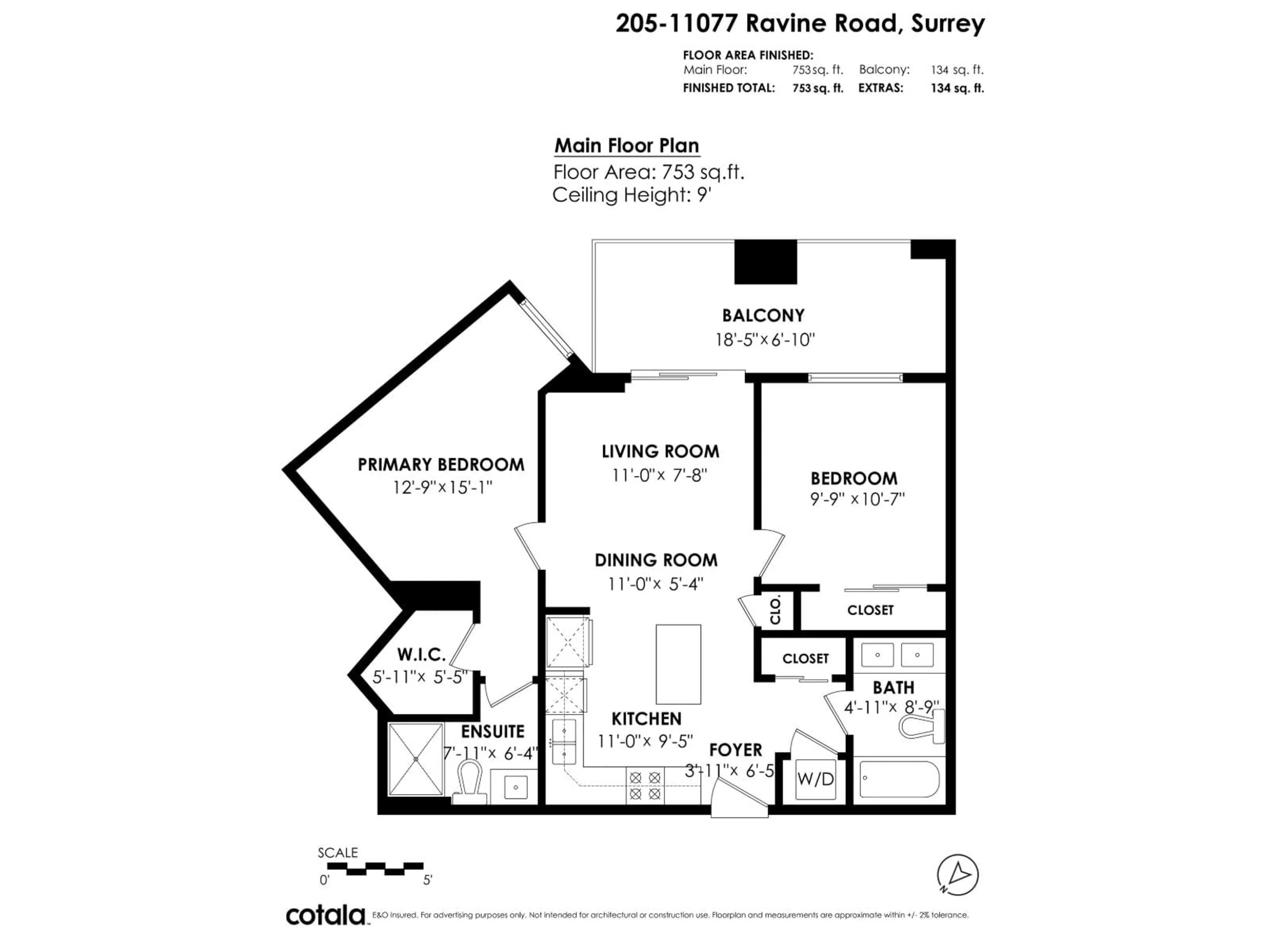 Floor plan for 205 - 11077 RAVINE ROAD, Surrey British Columbia V3T3X5