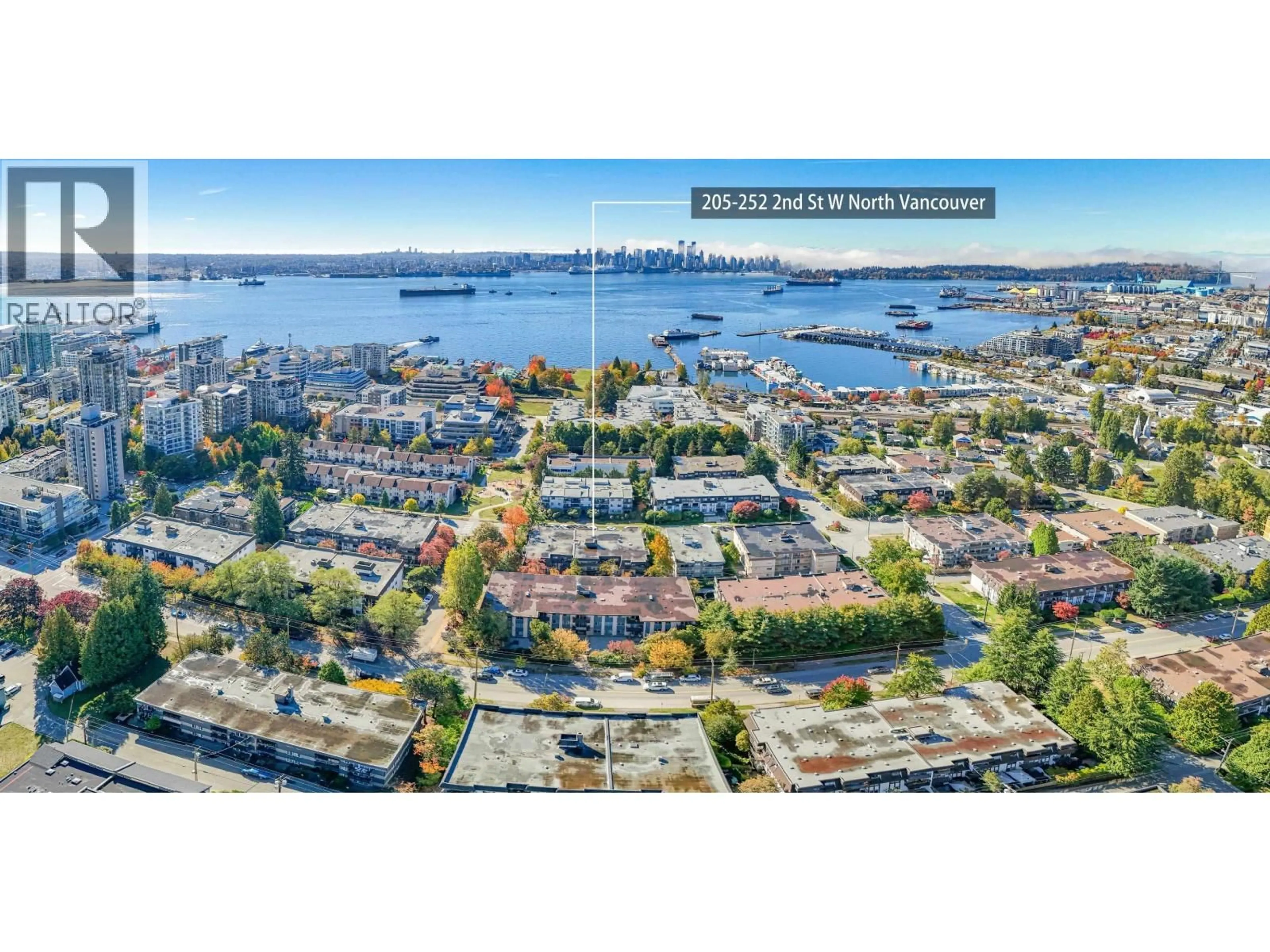 A pic from outside/outdoor area/front of a property/back of a property/a pic from drone, water/lake/river/ocean view for 205 - 252 2ND STREET, North Vancouver British Columbia V7M1C8