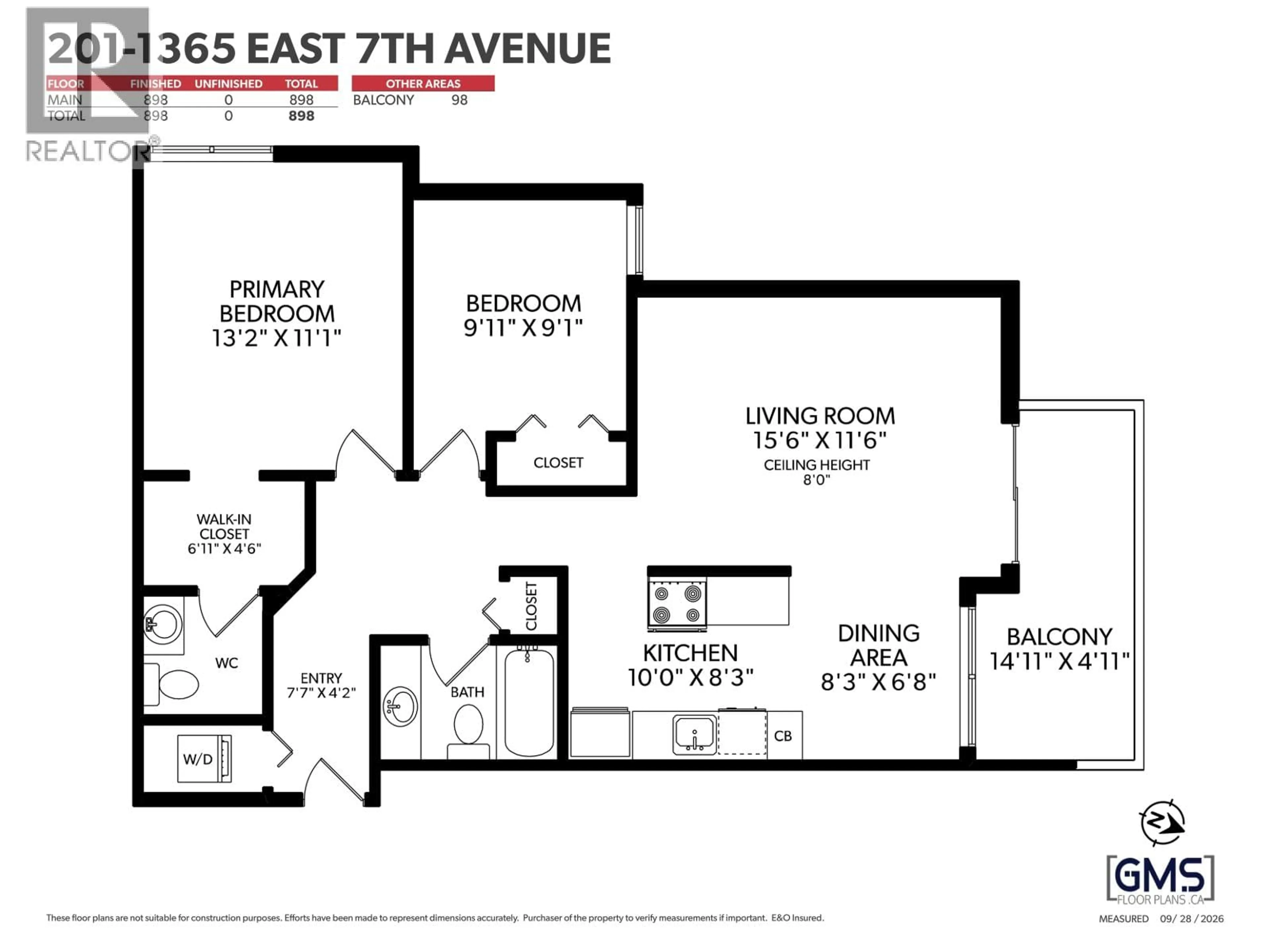 Floor plan for 201 - 1365 7 AVENUE, Vancouver British Columbia V5N1R6