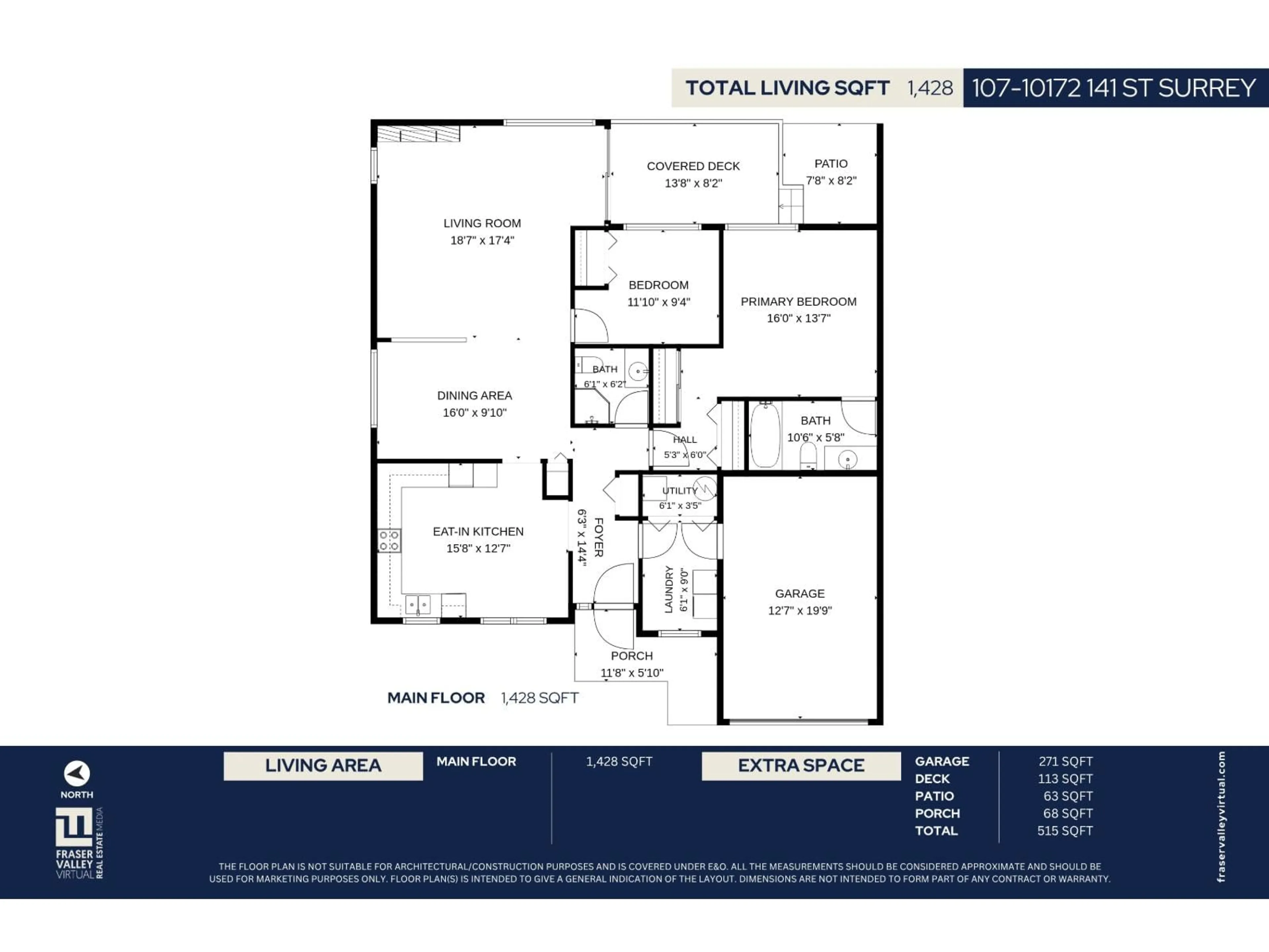 Floor plan for 107 - 10172 141 STREET, Surrey British Columbia V3T4P6