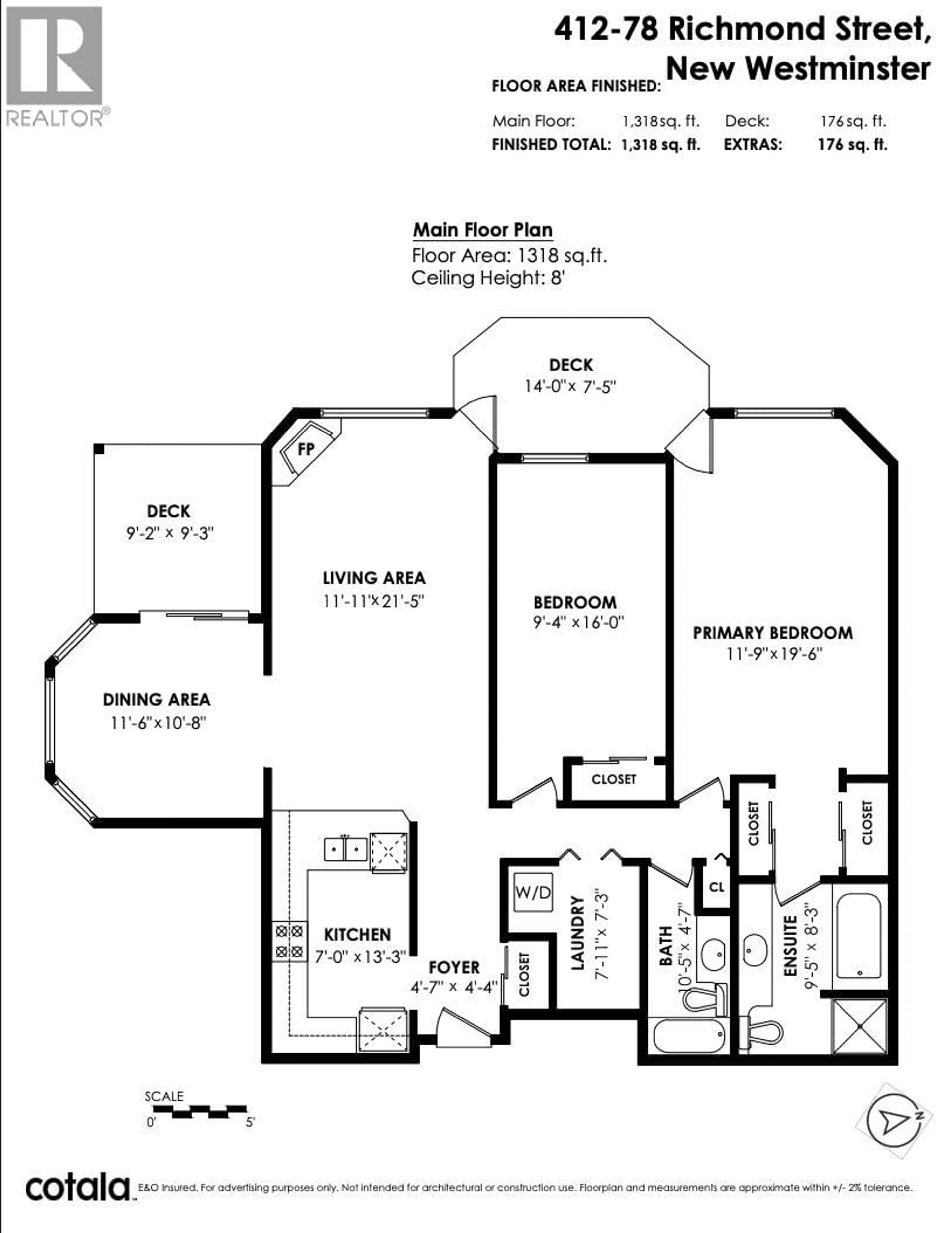 Floor plan for 412 - 78 RICHMOND STREET, New Westminster British Columbia V3L5T2