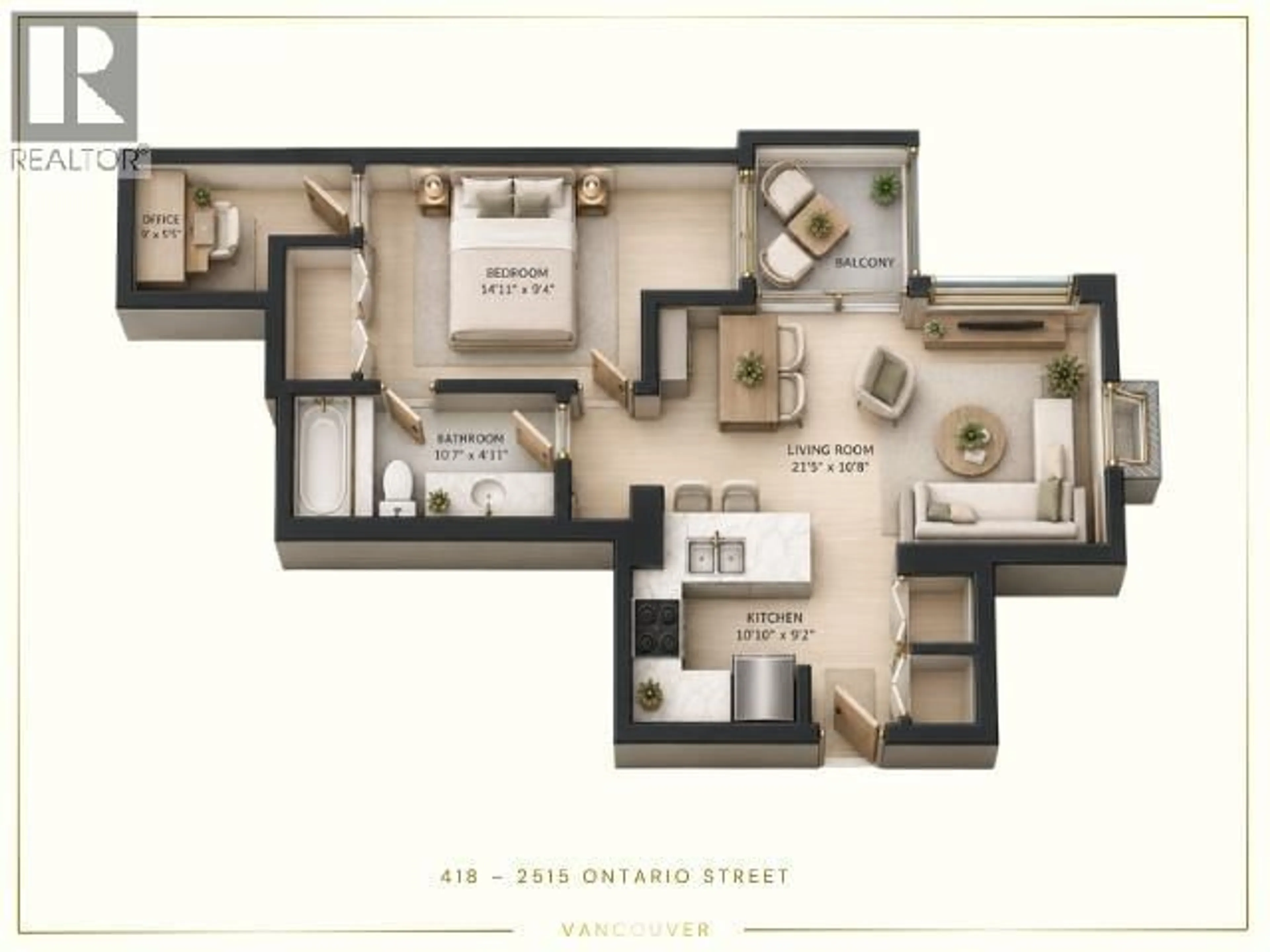 Floor plan for 418 - 2515 ONTARIO STREET, Vancouver British Columbia V5T4V4