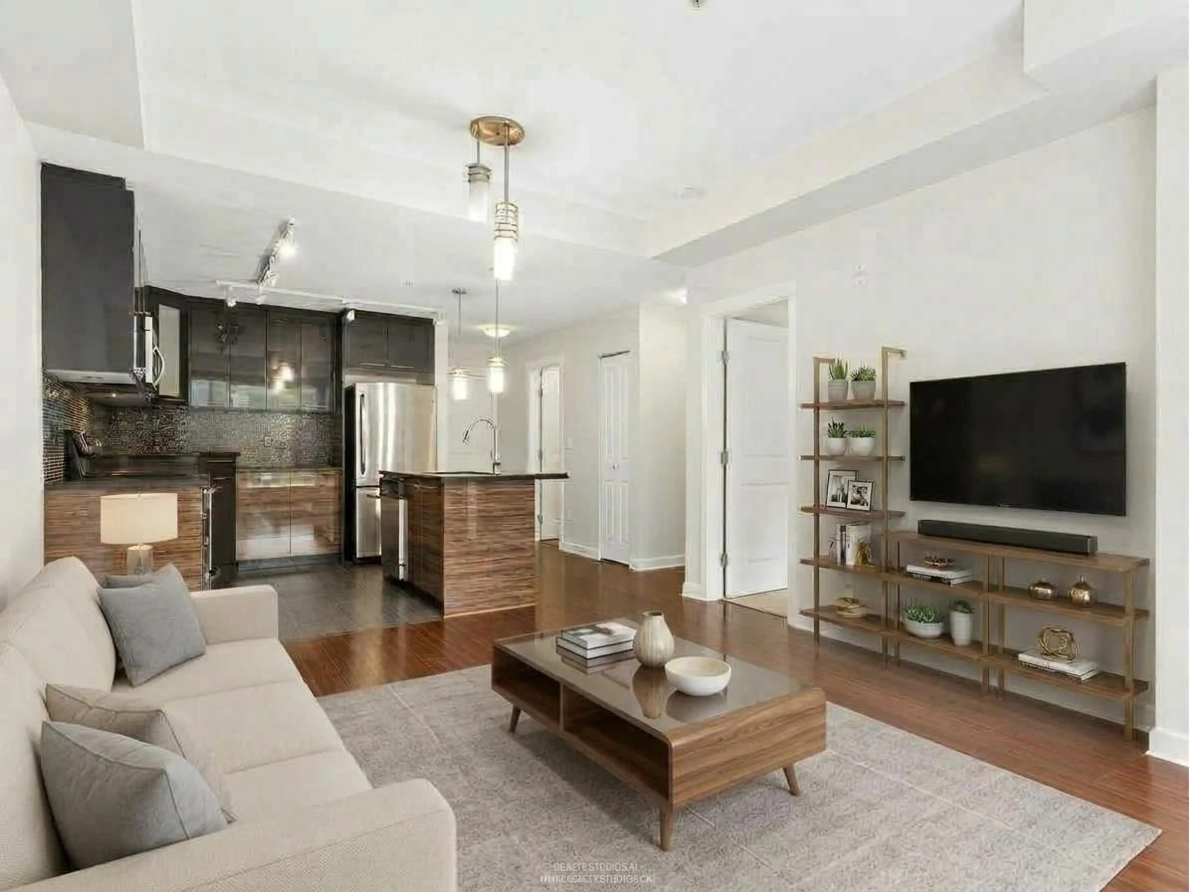 Living room with furniture, wood/laminate floor for 223 - 12039 64 AVENUE, Surrey British Columbia V3W0R7