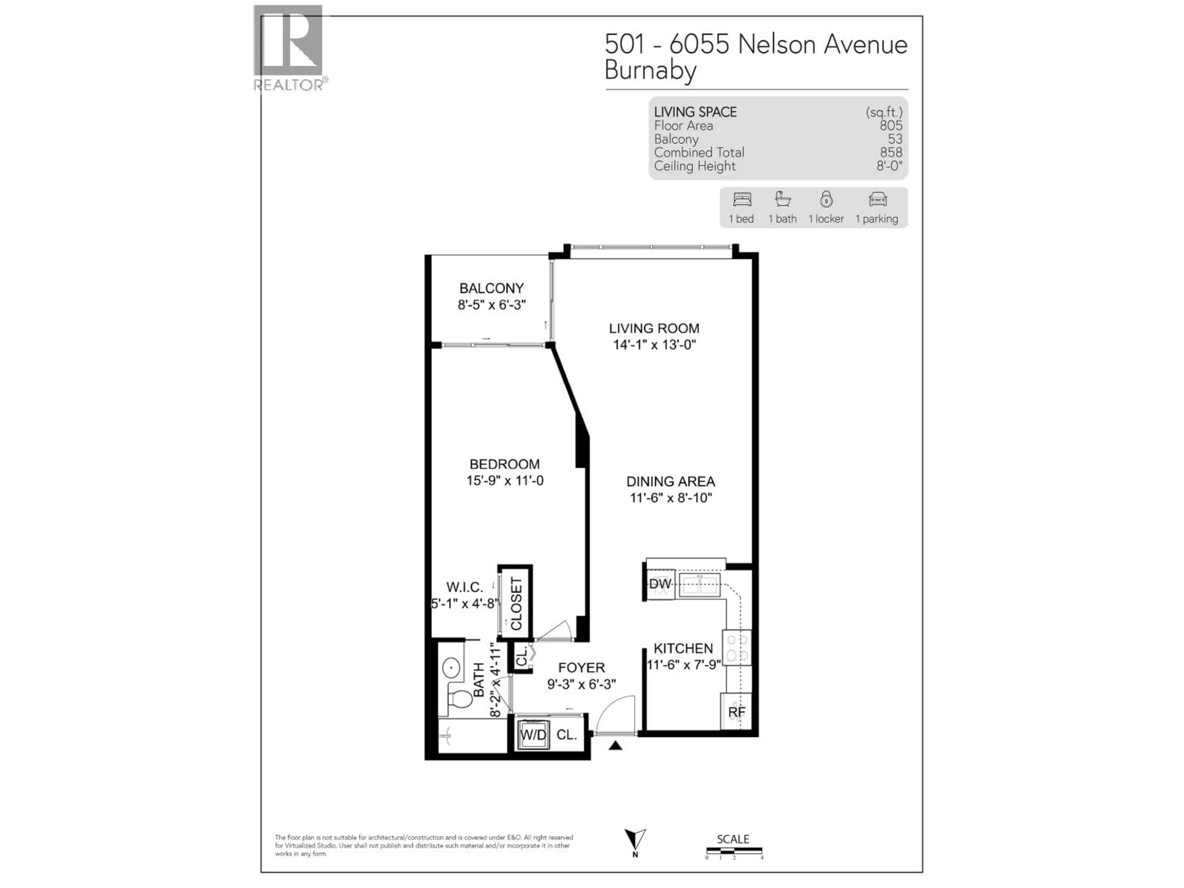 Floor plan for 501 - 6055 NELSON AVENUE, Burnaby British Columbia V5H4L4