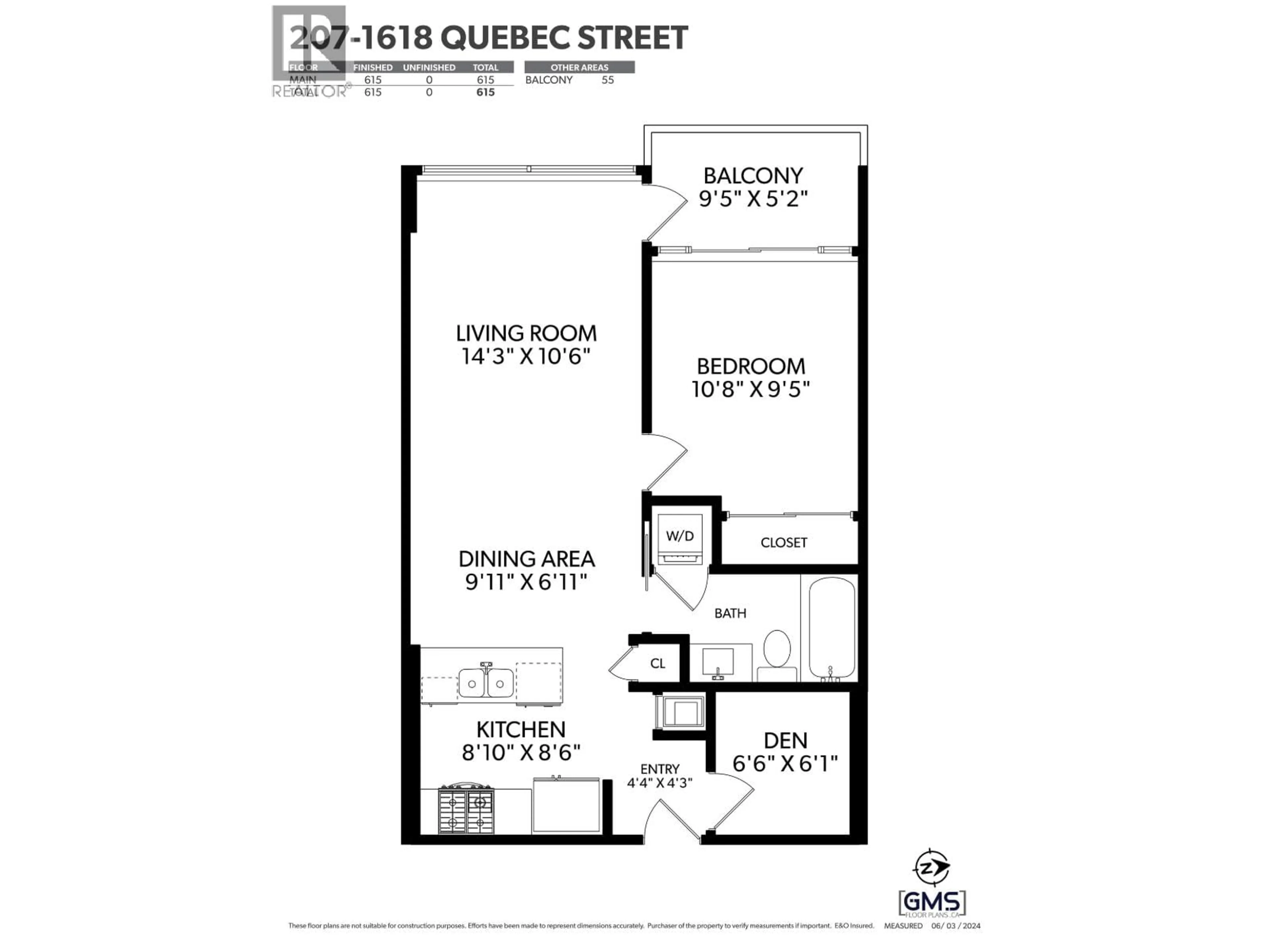 Floor plan for 207 - 1618 QUEBEC STREET, Vancouver British Columbia V6A0C5