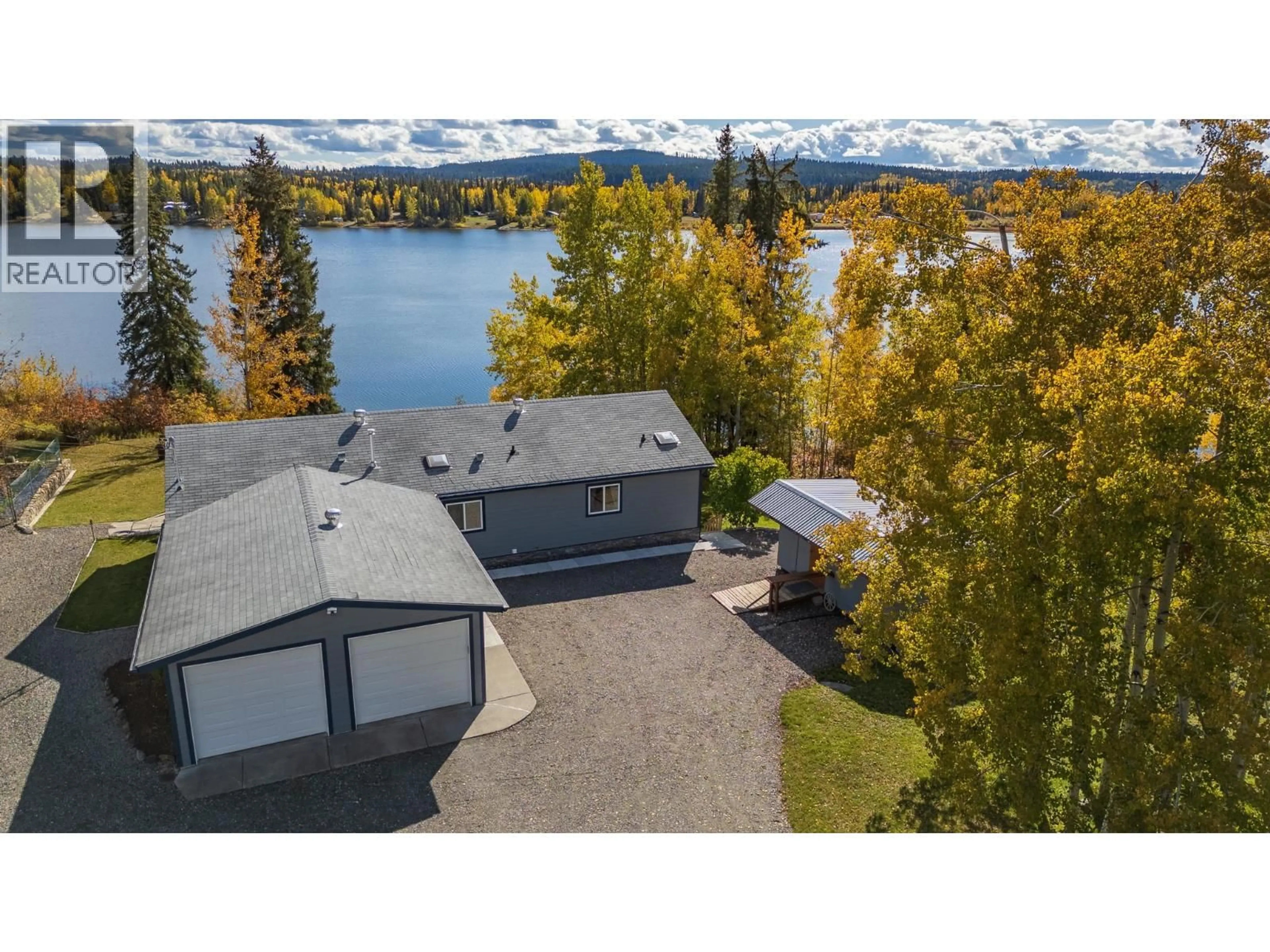A pic from outside/outdoor area/front of a property/back of a property/a pic from drone, water/lake/river/ocean view for 3722 CARSON ROAD, 150 Mile House British Columbia V2G2G0