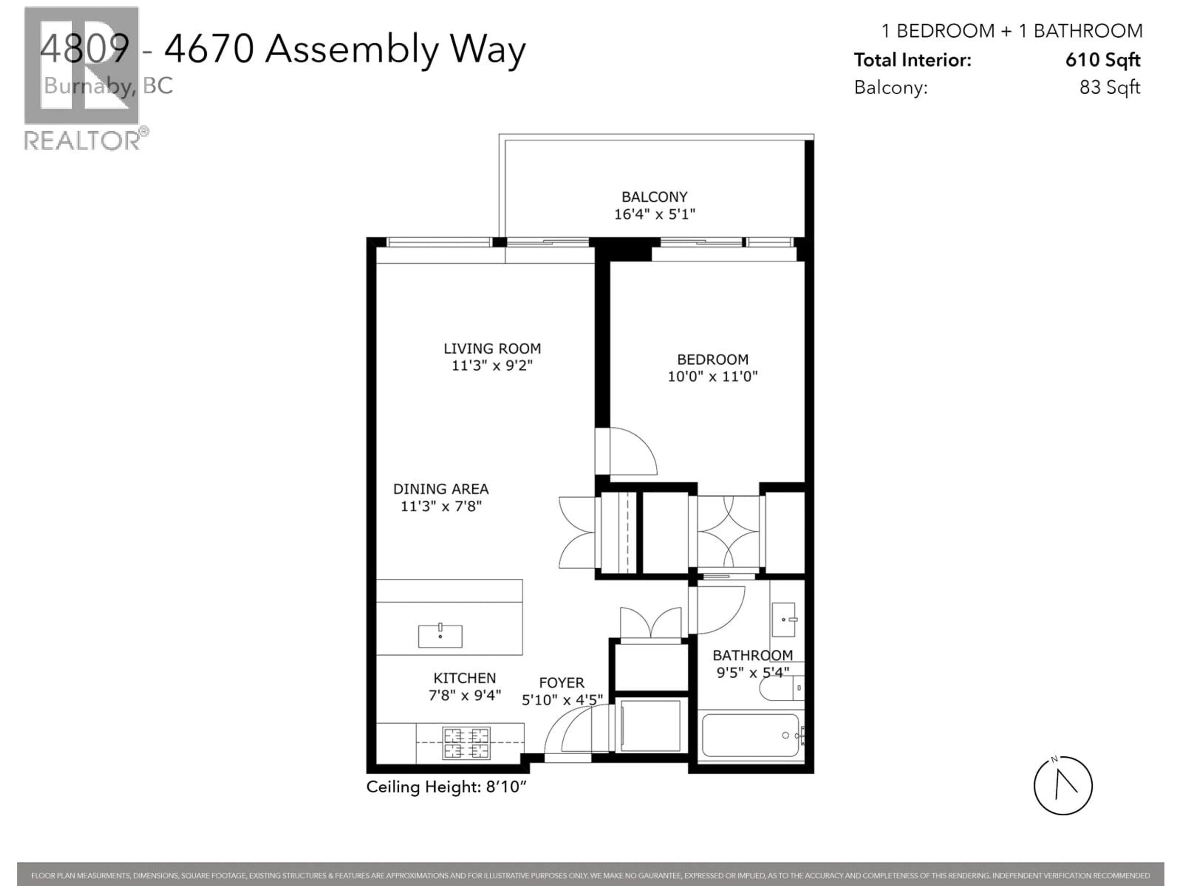 Floor plan for 4809 - 4670 ASSEMBLY WAY, Burnaby British Columbia V5H0H3