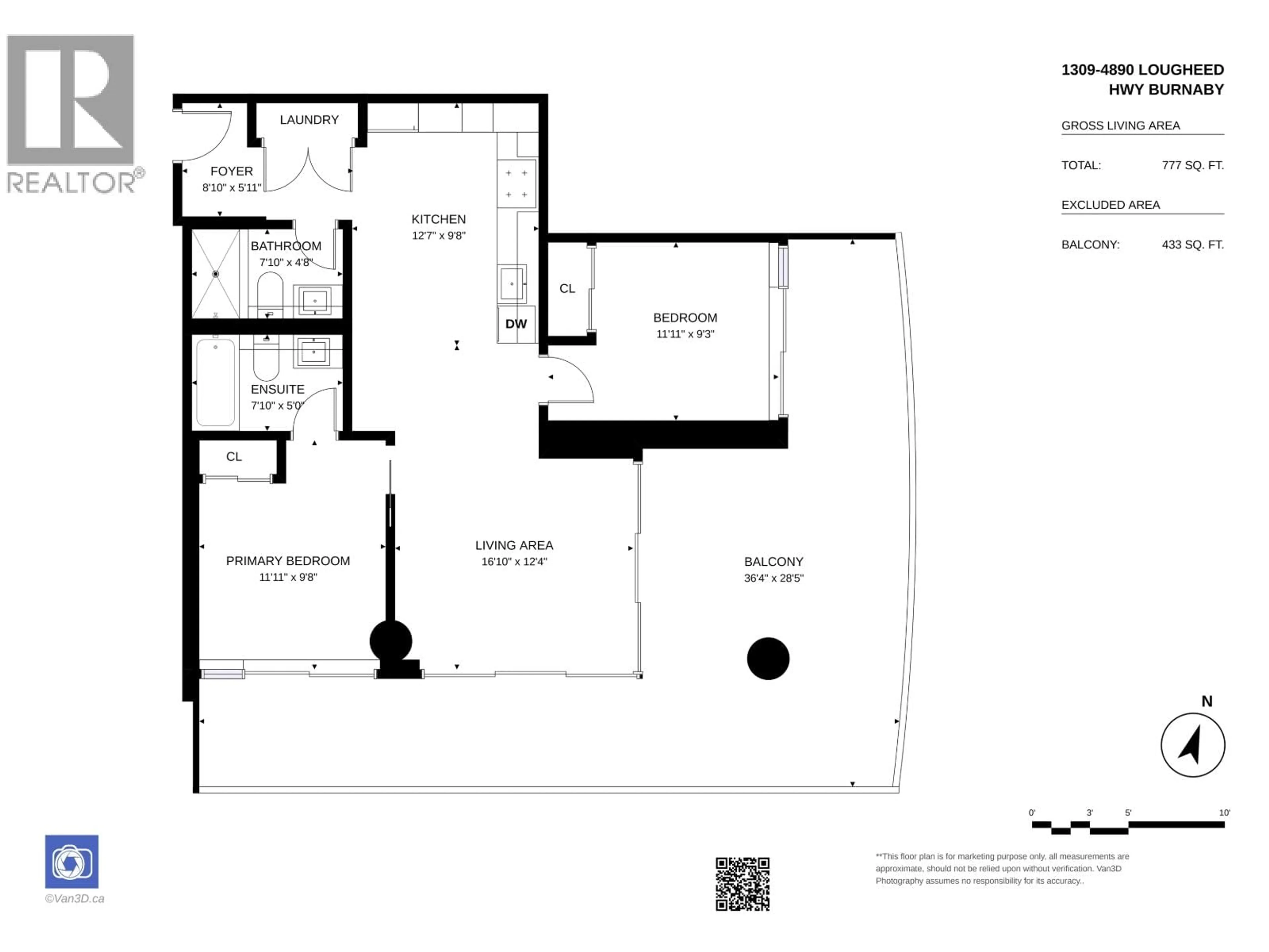 Floor plan for 1309 - 4890 LOUGHEED HIGHWAY, Burnaby British Columbia V5C0N2