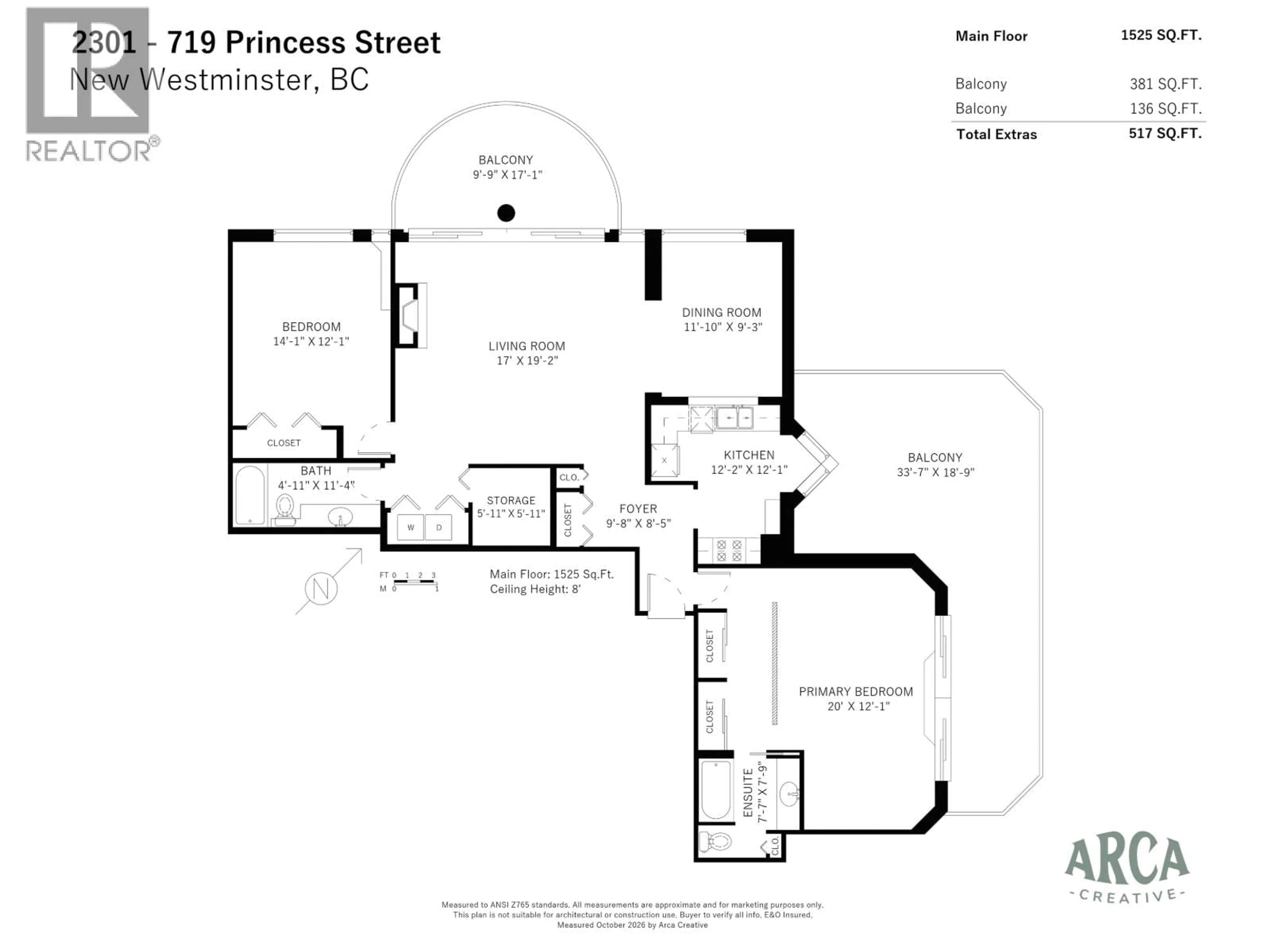 Floor plan for 2301 - 719 PRINCESS STREET, New Westminster British Columbia V3M6T9