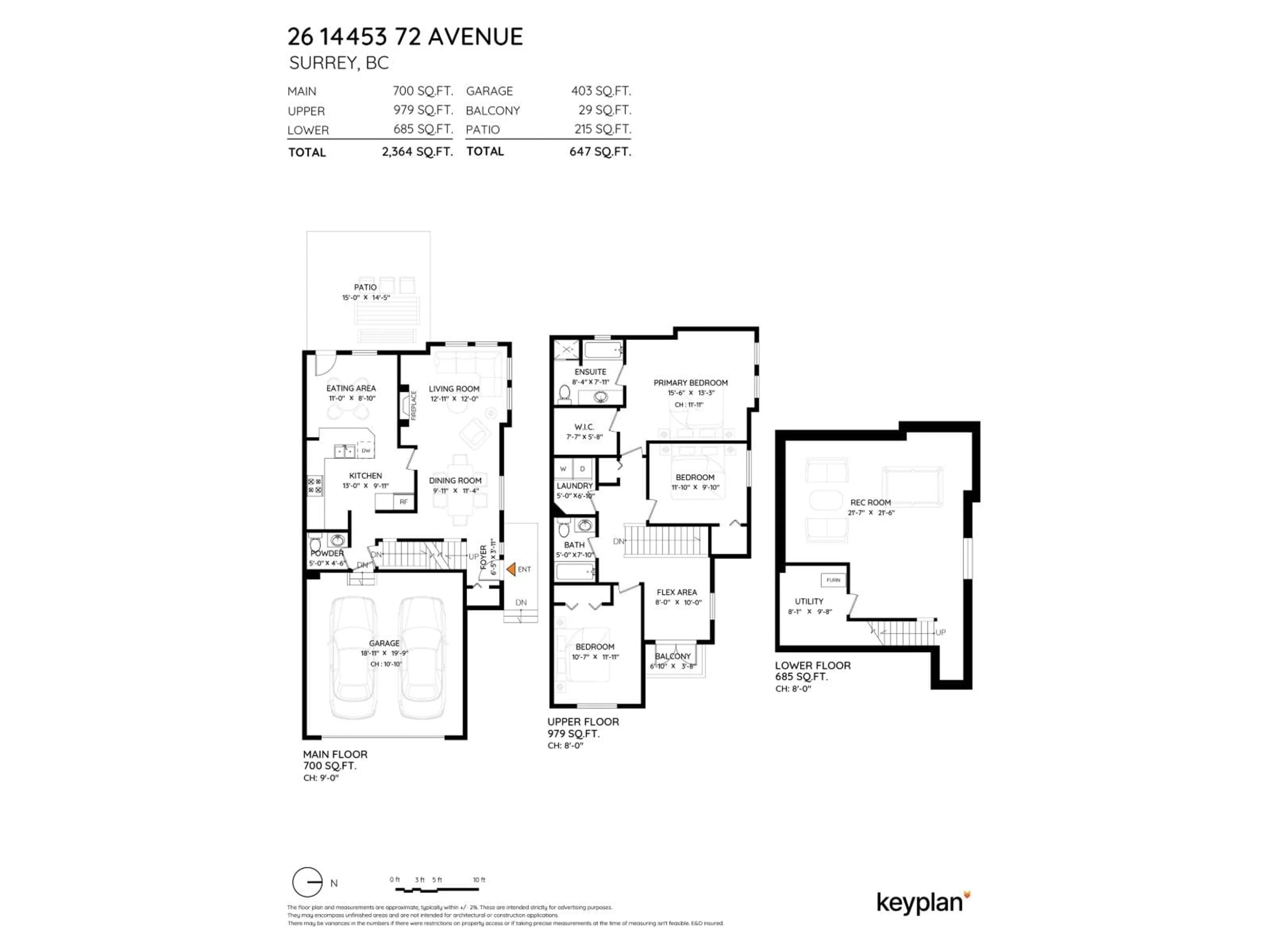 Floor plan for 26 - 14453 72 AVENUE, Surrey British Columbia V3S2E6