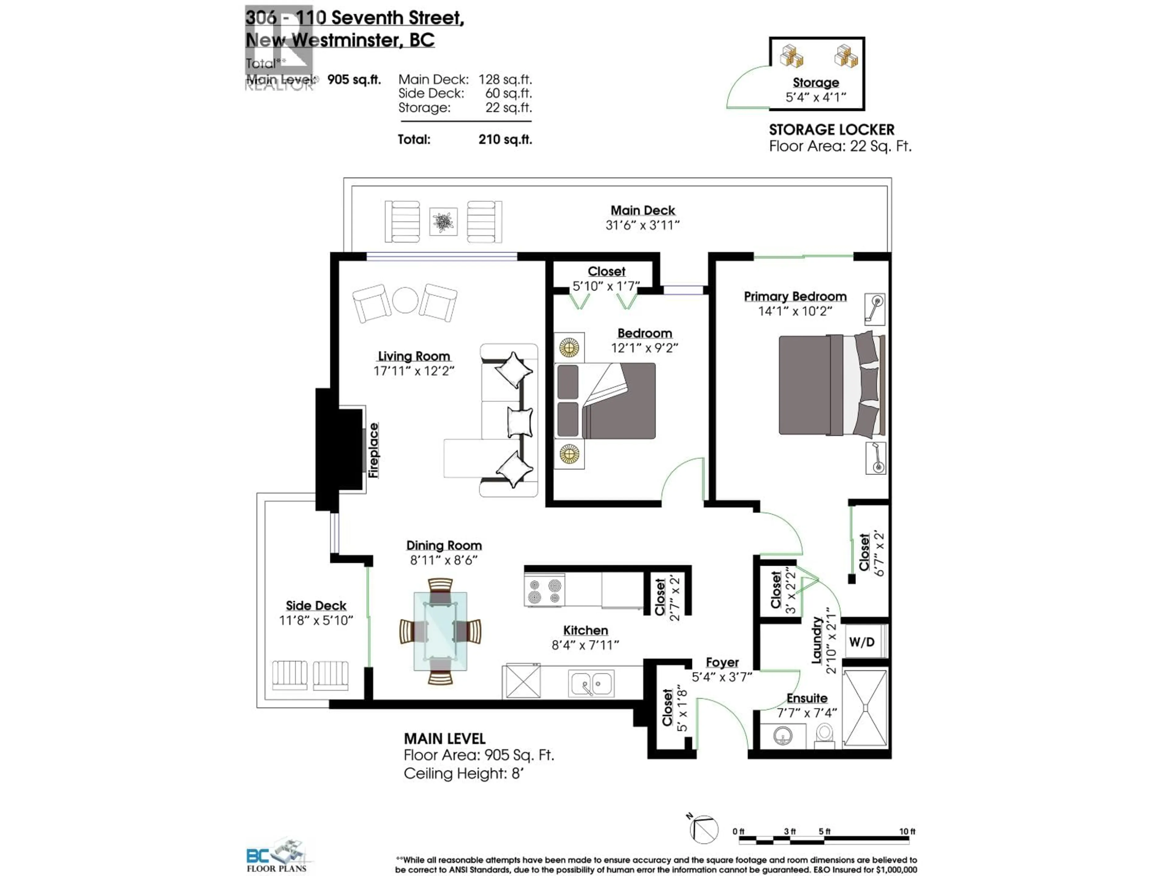 Floor plan for 306 - 110 SEVENTH STREET, New Westminster British Columbia V3M5W5