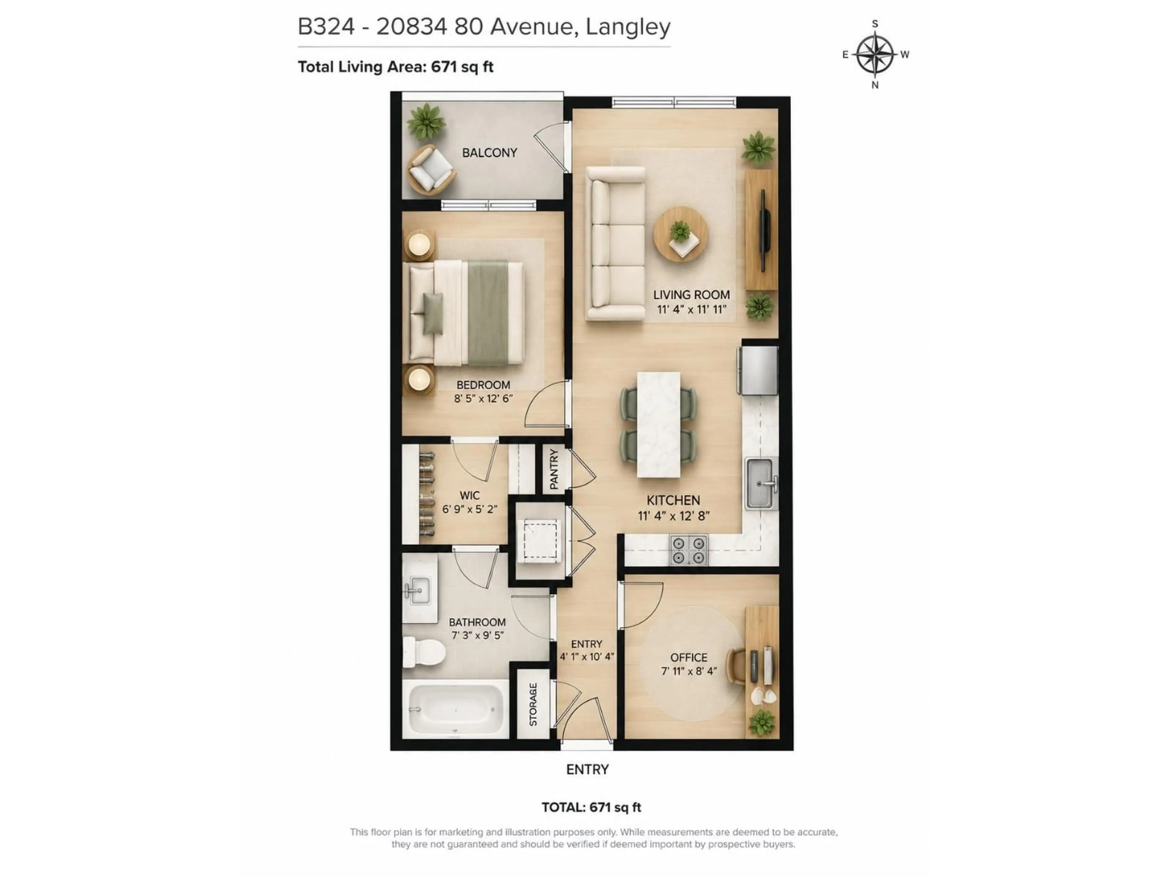 Floor plan for B324 - 20834 80 AVENUE, Langley British Columbia V2Y3M6