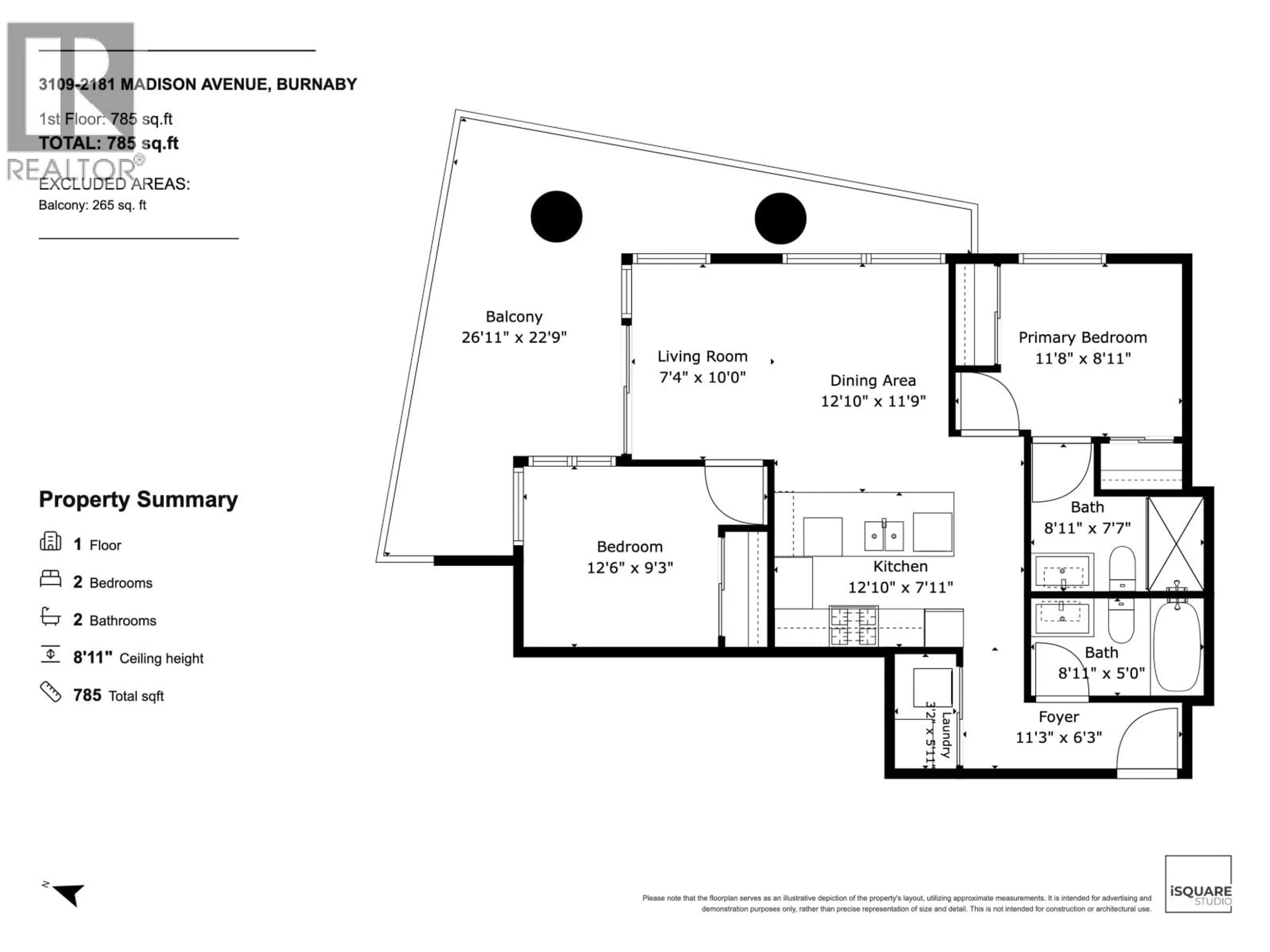 Floor plan for 3109 - 2181 MADISON AVENUE, Burnaby British Columbia V5C0N4