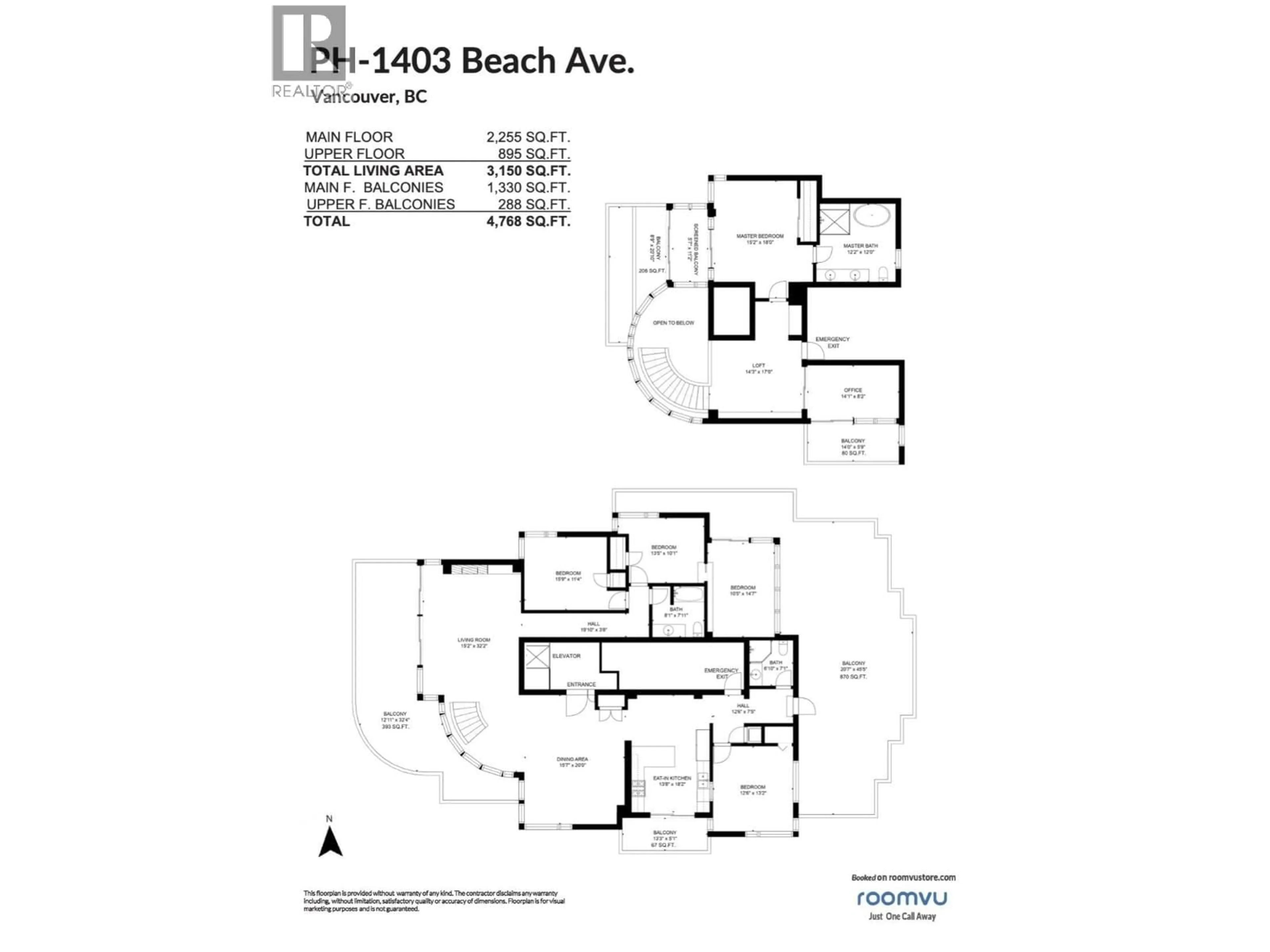 Floor plan for PH - 1403 BEACH AVENUE, Vancouver British Columbia V6G1Y3