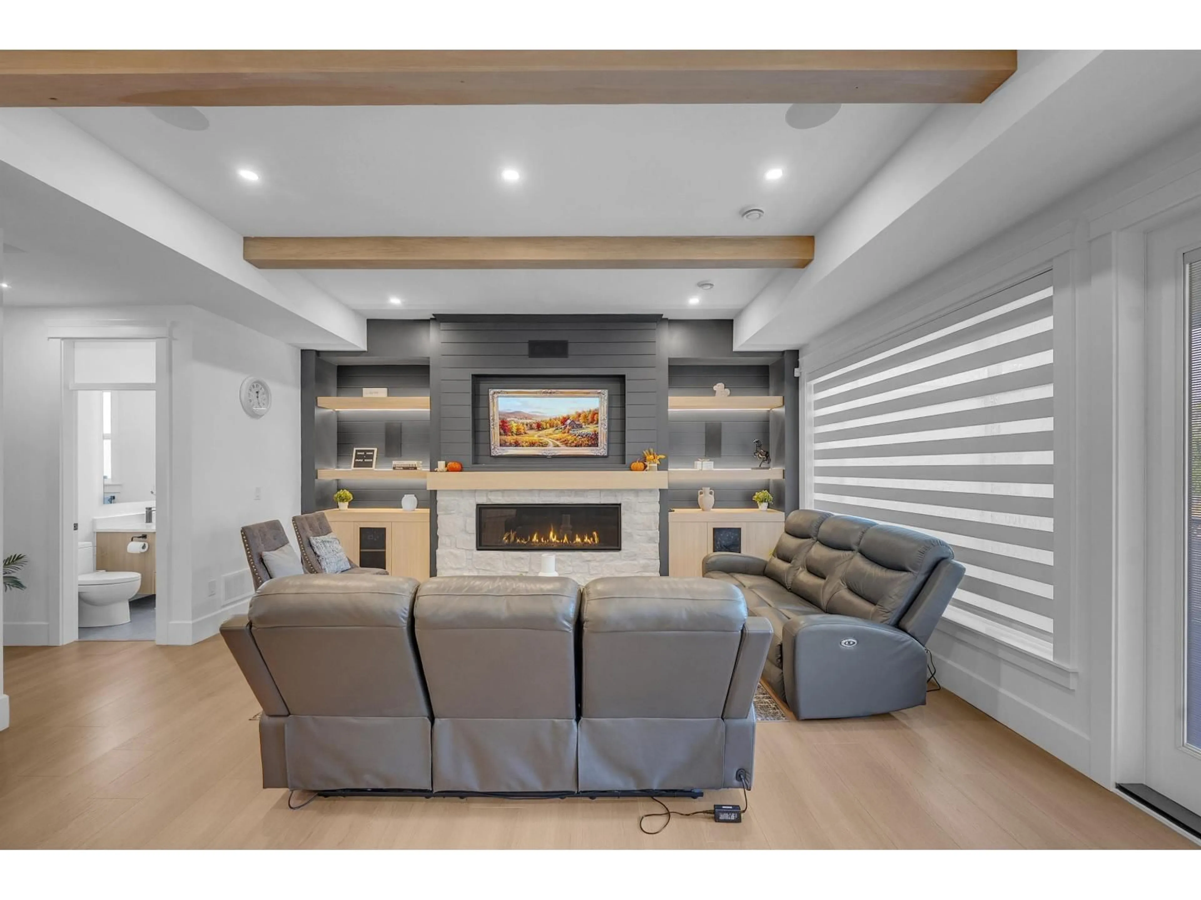 Living room with furniture, wood/laminate floor for 23741 OLD YALE ROAD, Langley British Columbia V2Z2K4