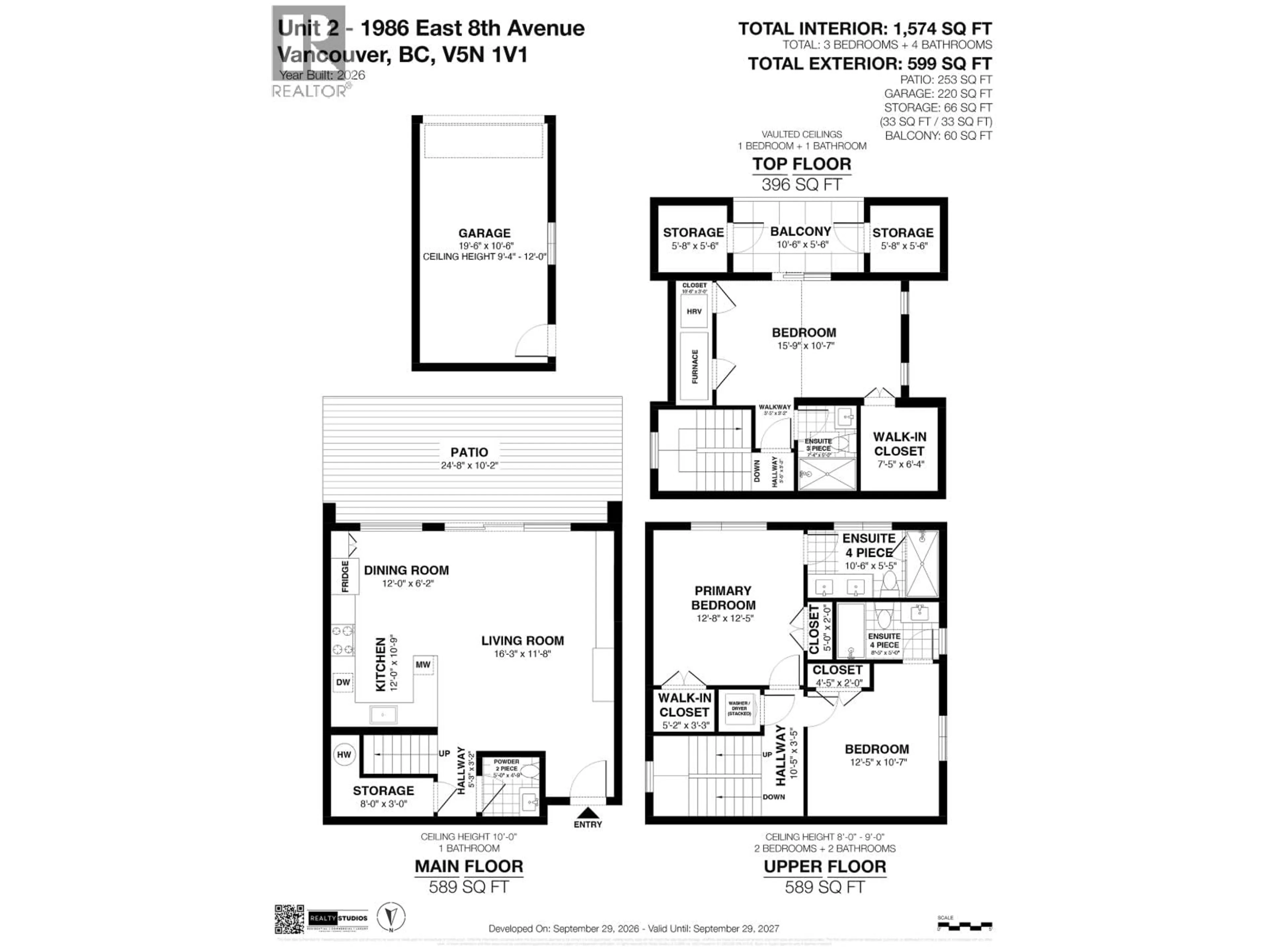 Floor plan for 2 - 1986 8TH AVENUE, Vancouver British Columbia V5N1V1