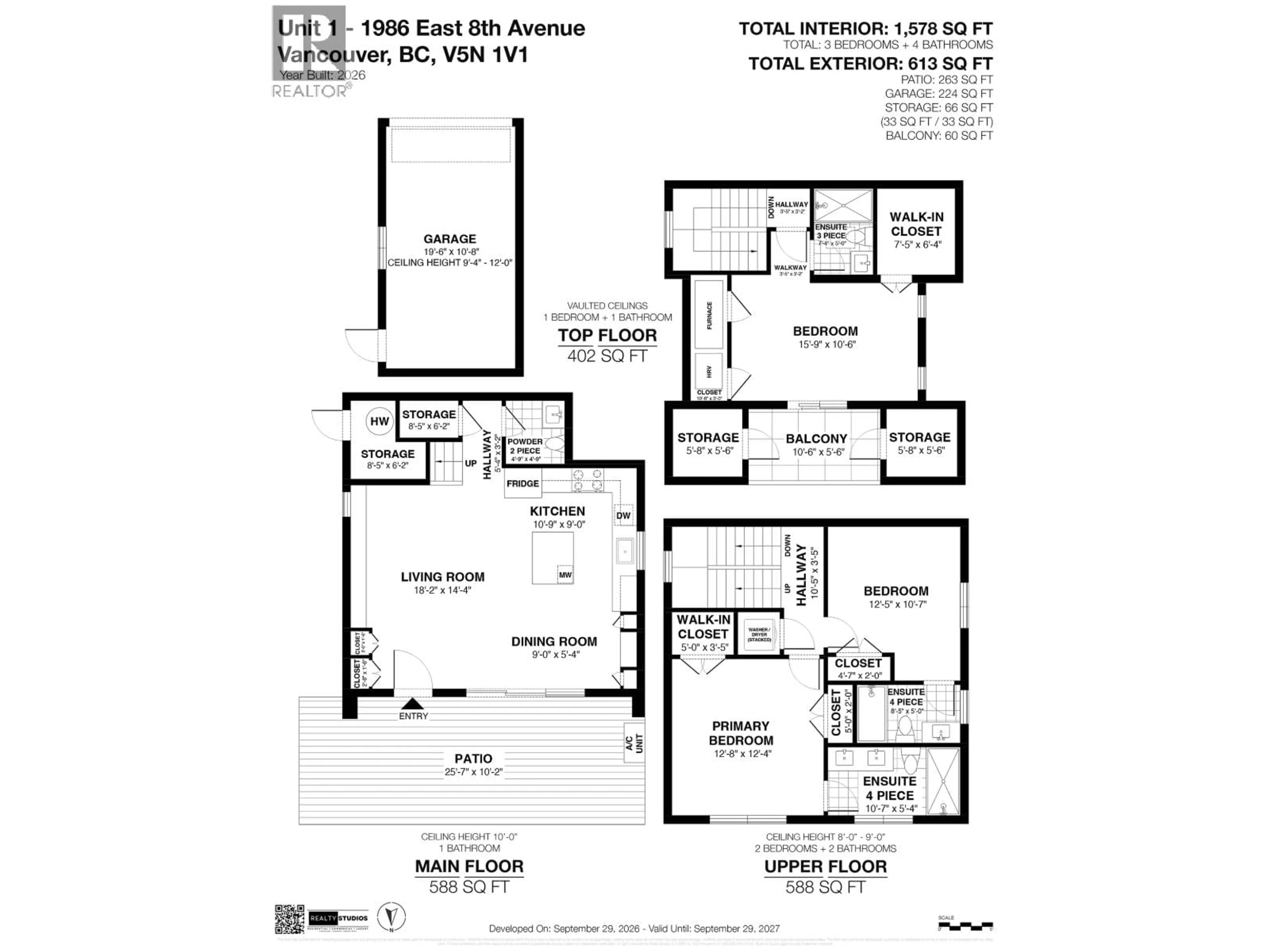 Floor plan for 1 - 1986 8TH AVENUE, Vancouver British Columbia V5N1V1