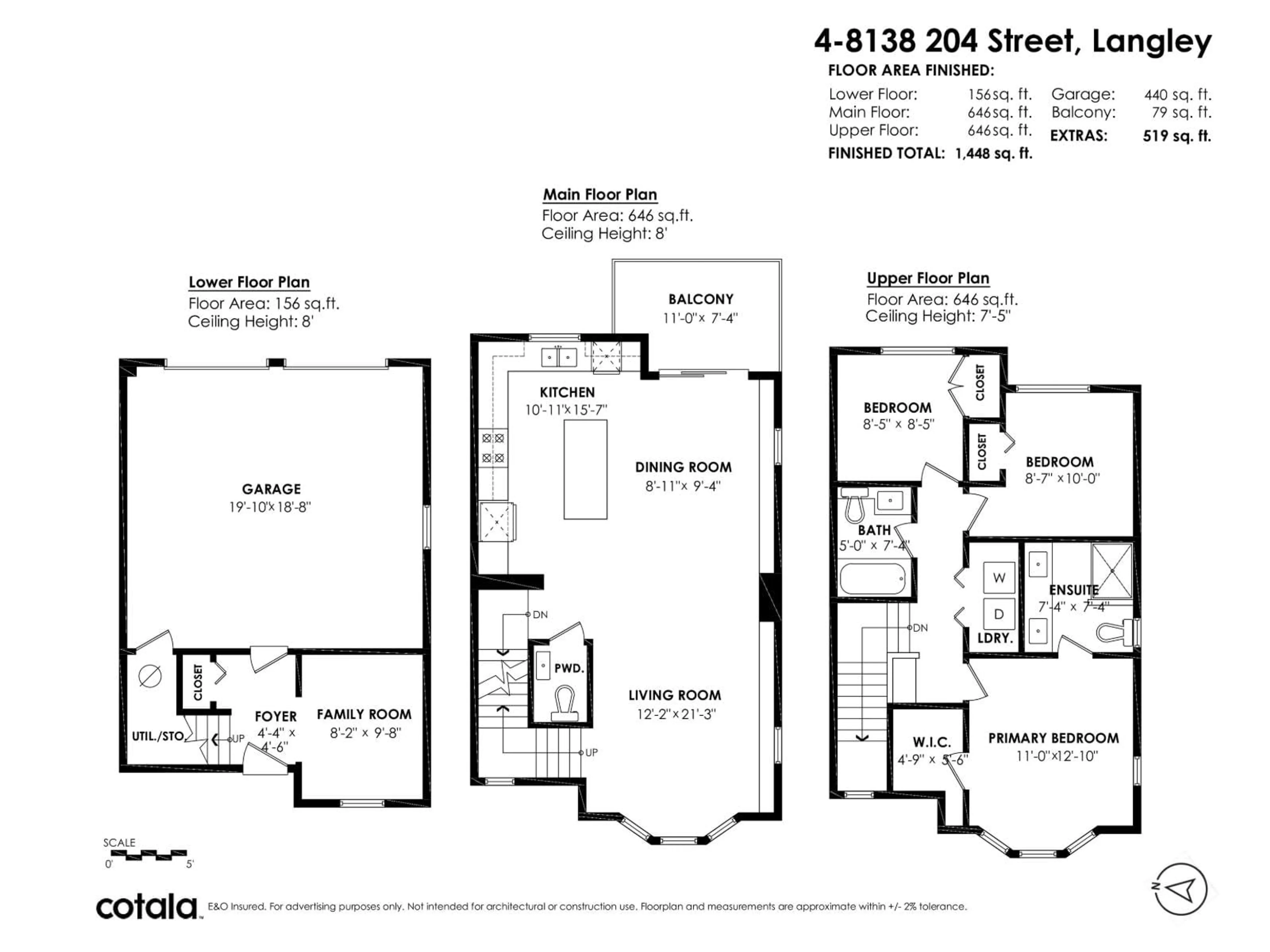 Floor plan for 4 - 8138 204 STREET, Langley British Columbia V2Y0T4