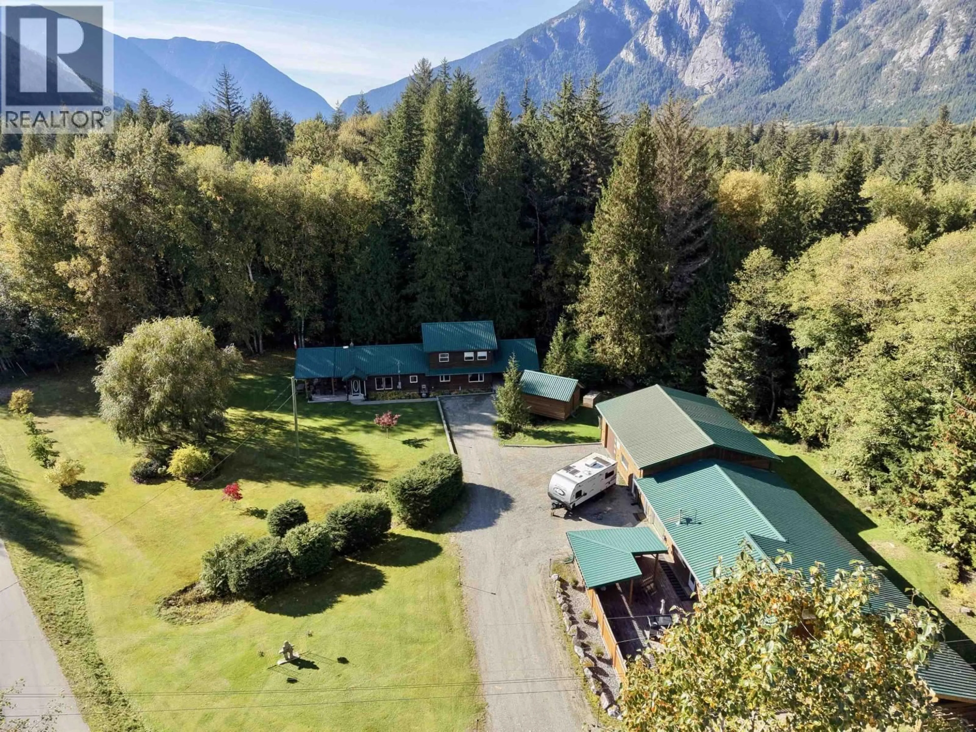 A pic from outside/outdoor area/front of a property/back of a property/a pic from drone, mountain view for A&B - 1588 BROTHEN ROAD, Bella Coola British Columbia V0T1H0