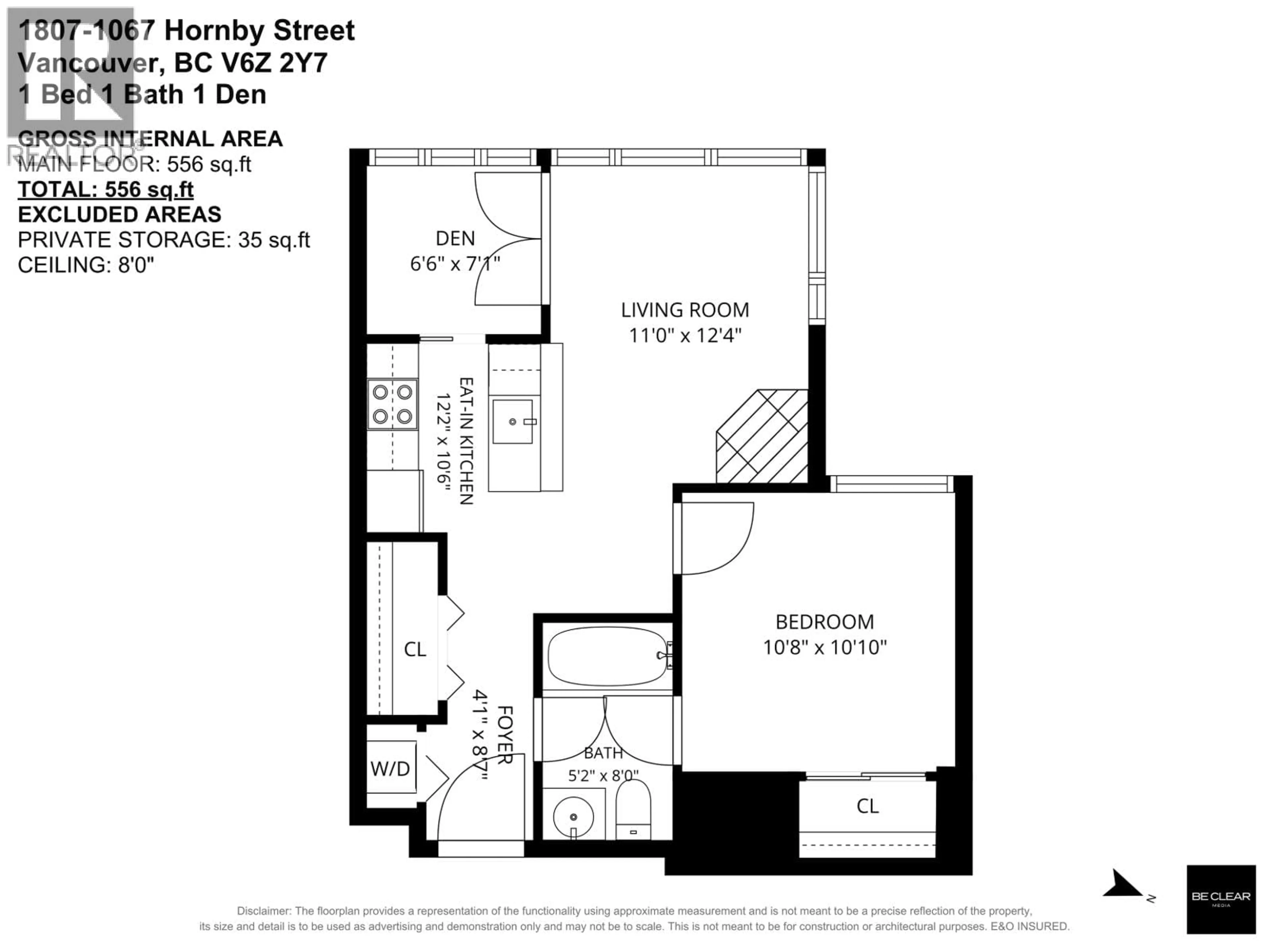 Floor plan for 1807 - 1068 HORNBY STREET, Vancouver British Columbia V6Z2Y7