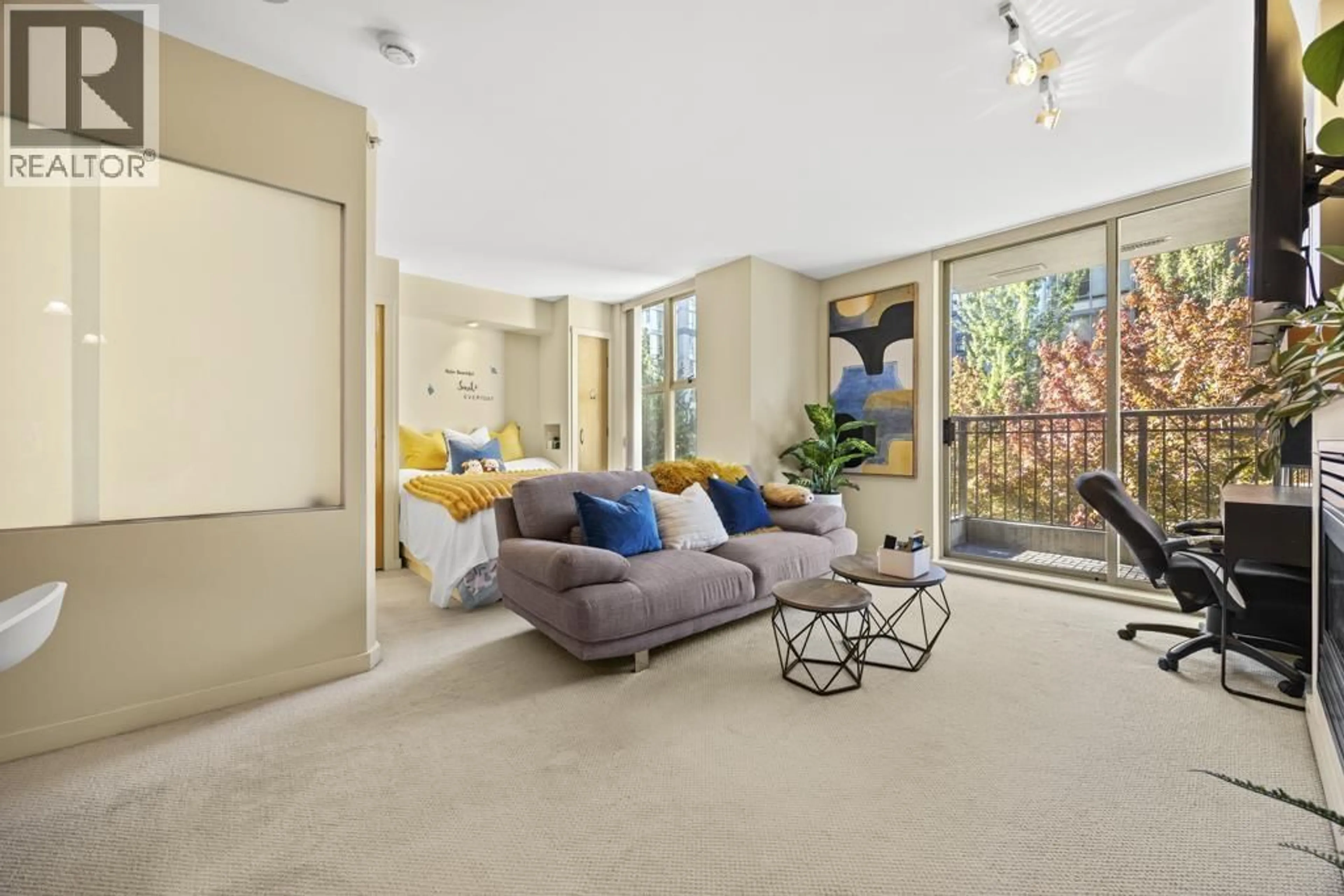 Living room with furniture, carpet floor for 408 - 989 RICHARDS STREET, Vancouver British Columbia V6B6R6