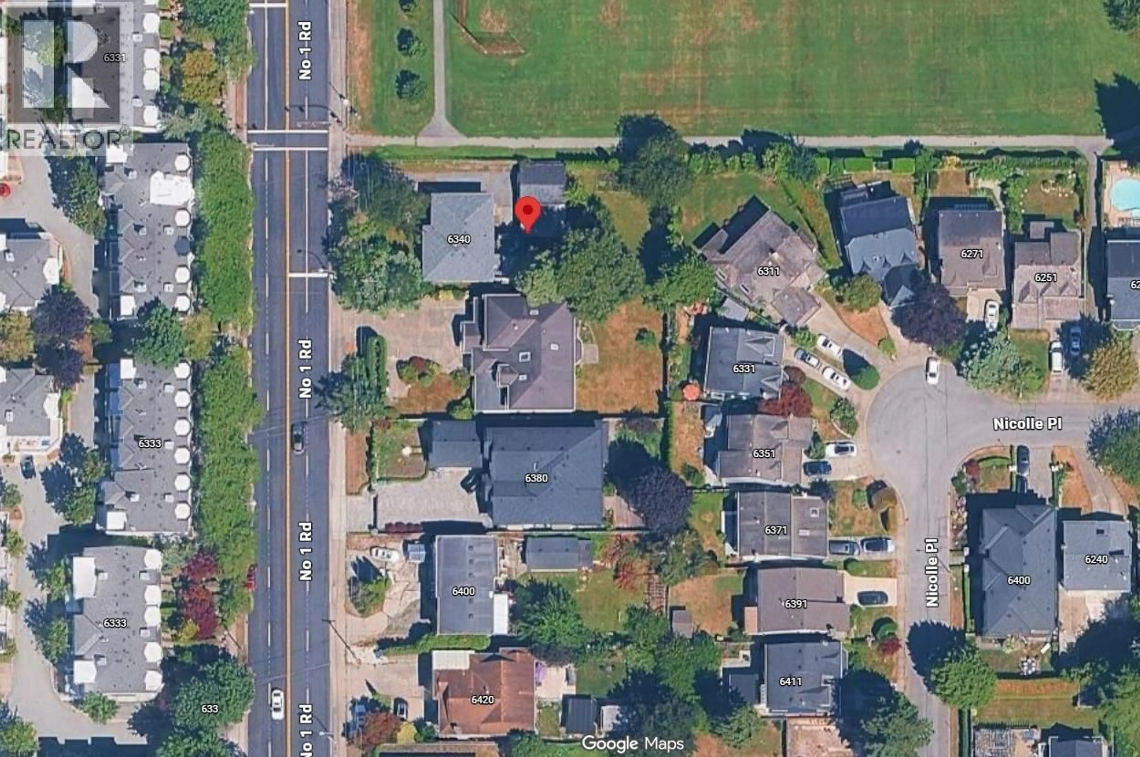 A pic from outside/outdoor area/front of a property/back of a property/a pic from drone, street for 6340 NO. 1 ROAD, Richmond British Columbia V7C1T3