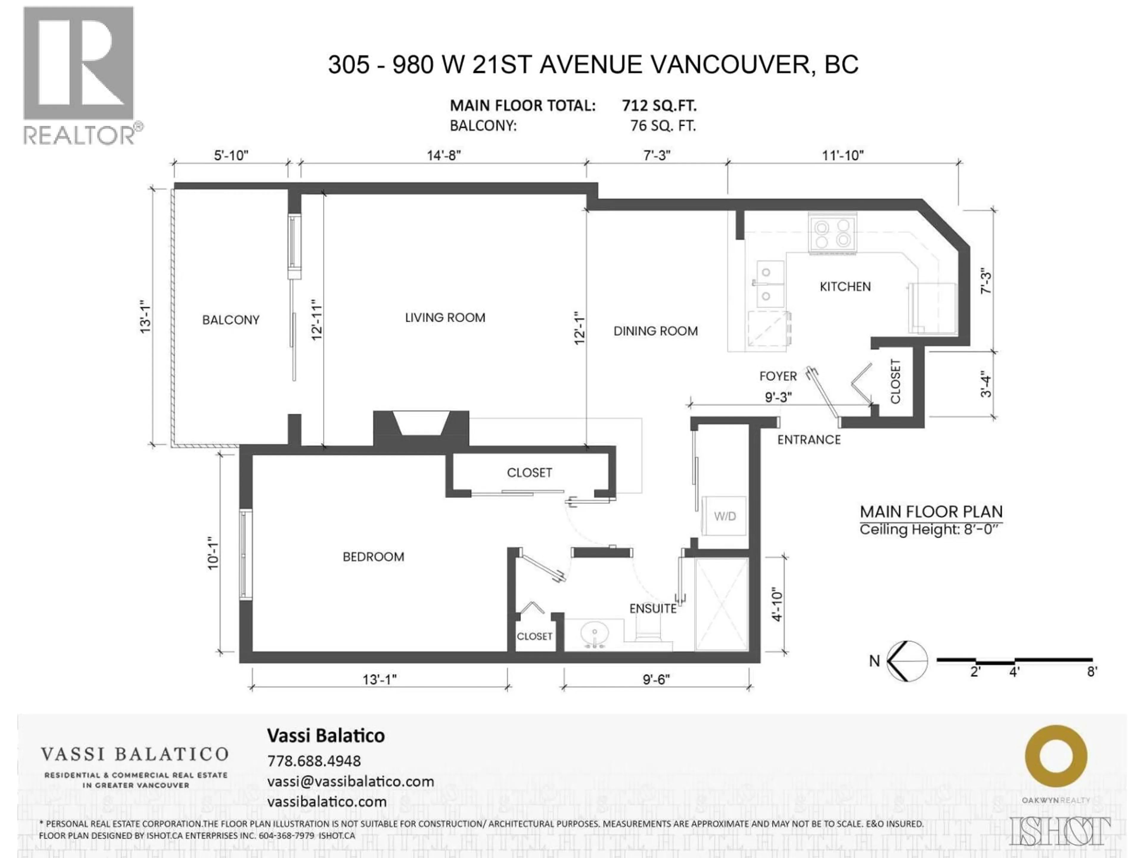 Floor plan for 305 - 980 21ST AVENUE, Vancouver British Columbia V5Z1Z1