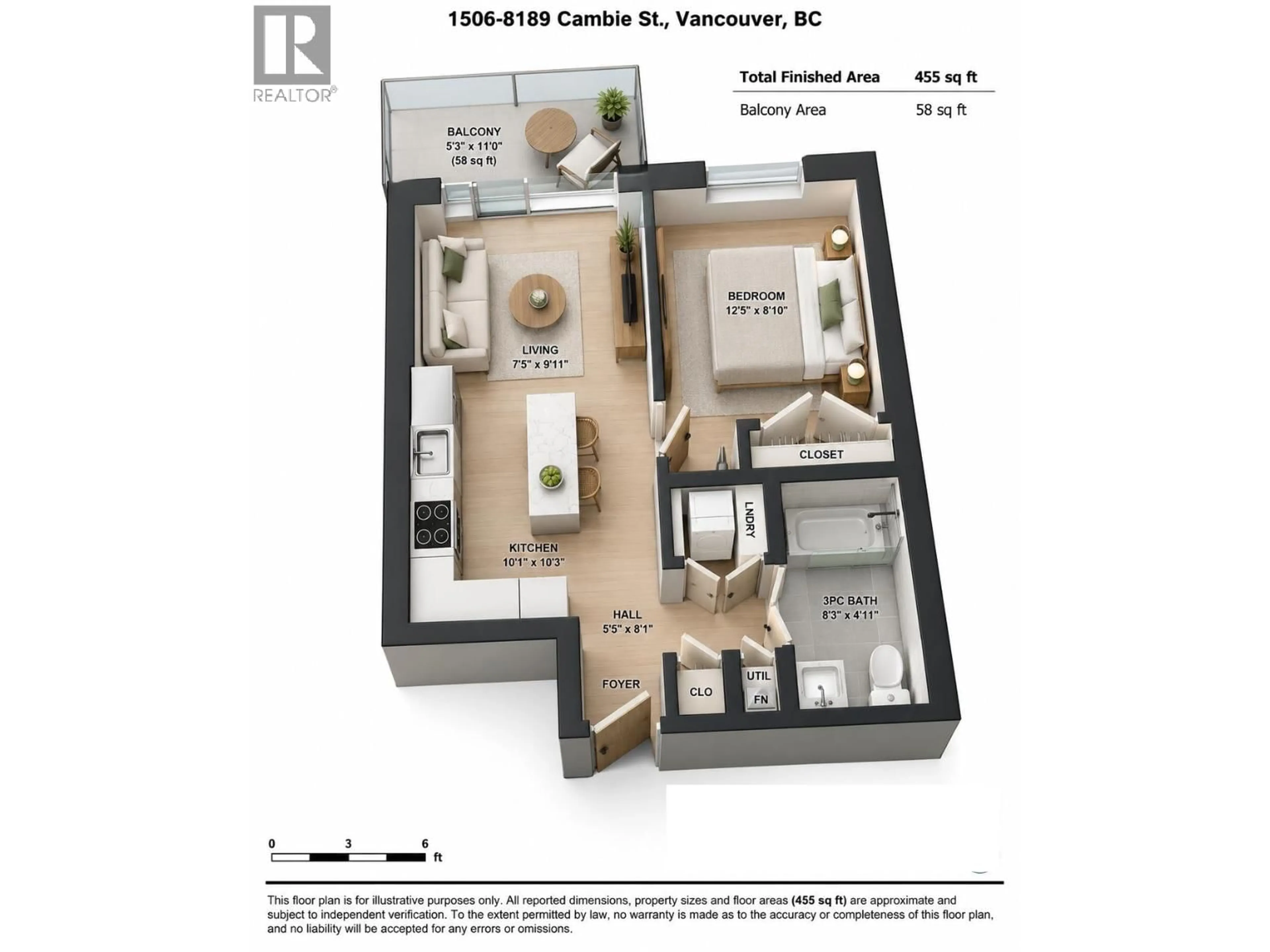 Floor plan for 1506 - 8189 CAMBIE STREET, Vancouver British Columbia V6P0G6