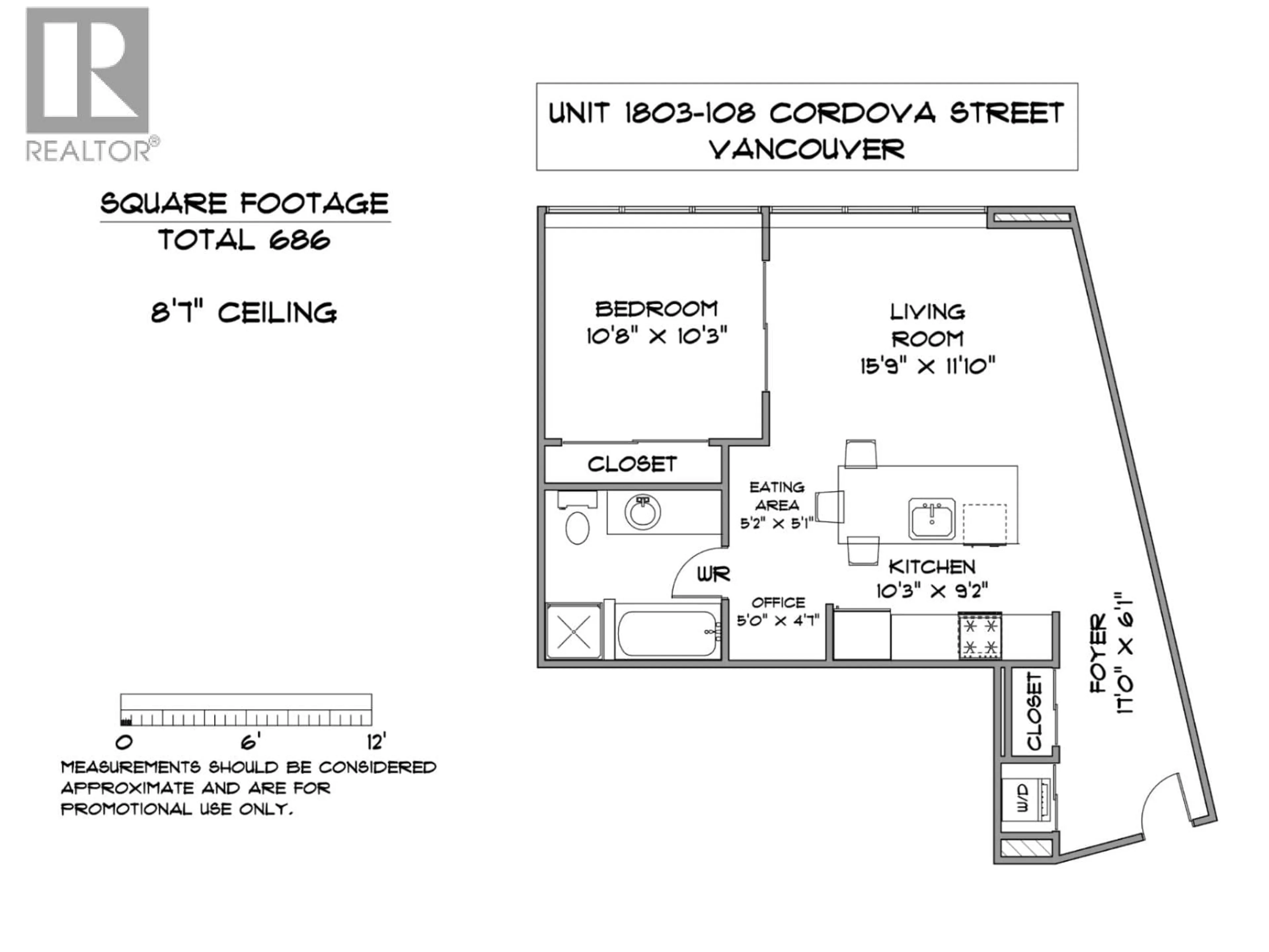 Floor plan for 1803 - 108 CORDOVA STREET, Vancouver British Columbia V6B0G5