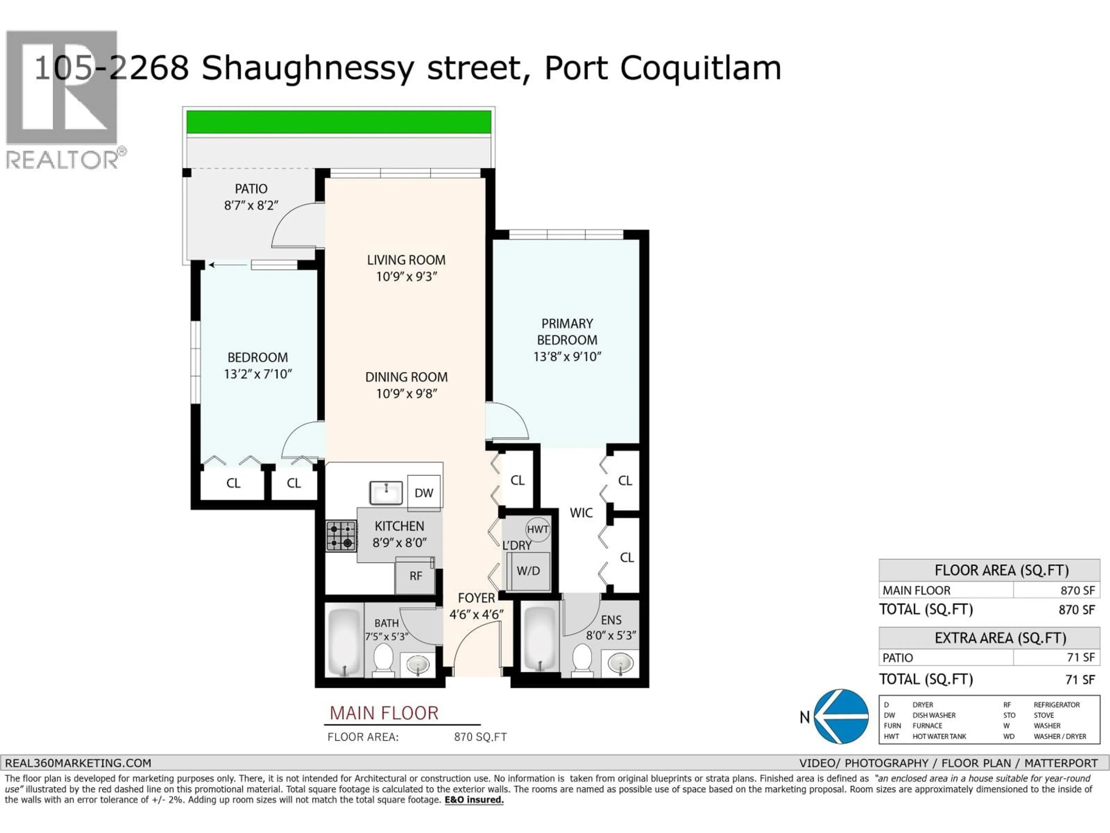 Floor plan for 105 - 2268 SHAUGHNESSY STREET, Port Coquitlam British Columbia V3C3C8