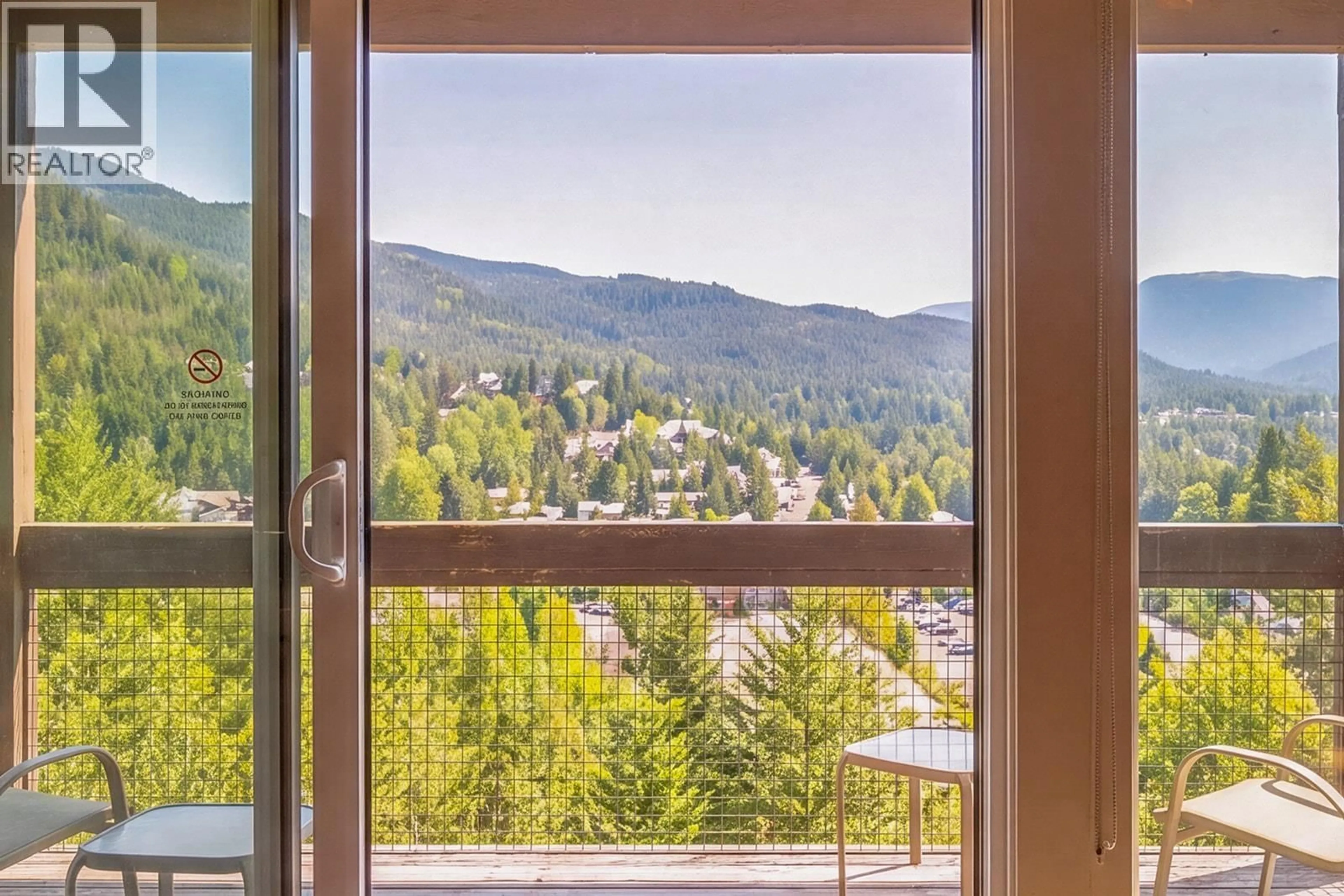 Balcony in the apartment, forest/trees view for 59 - 2400 CAVENDISH WAY, Whistler British Columbia V8E0L8