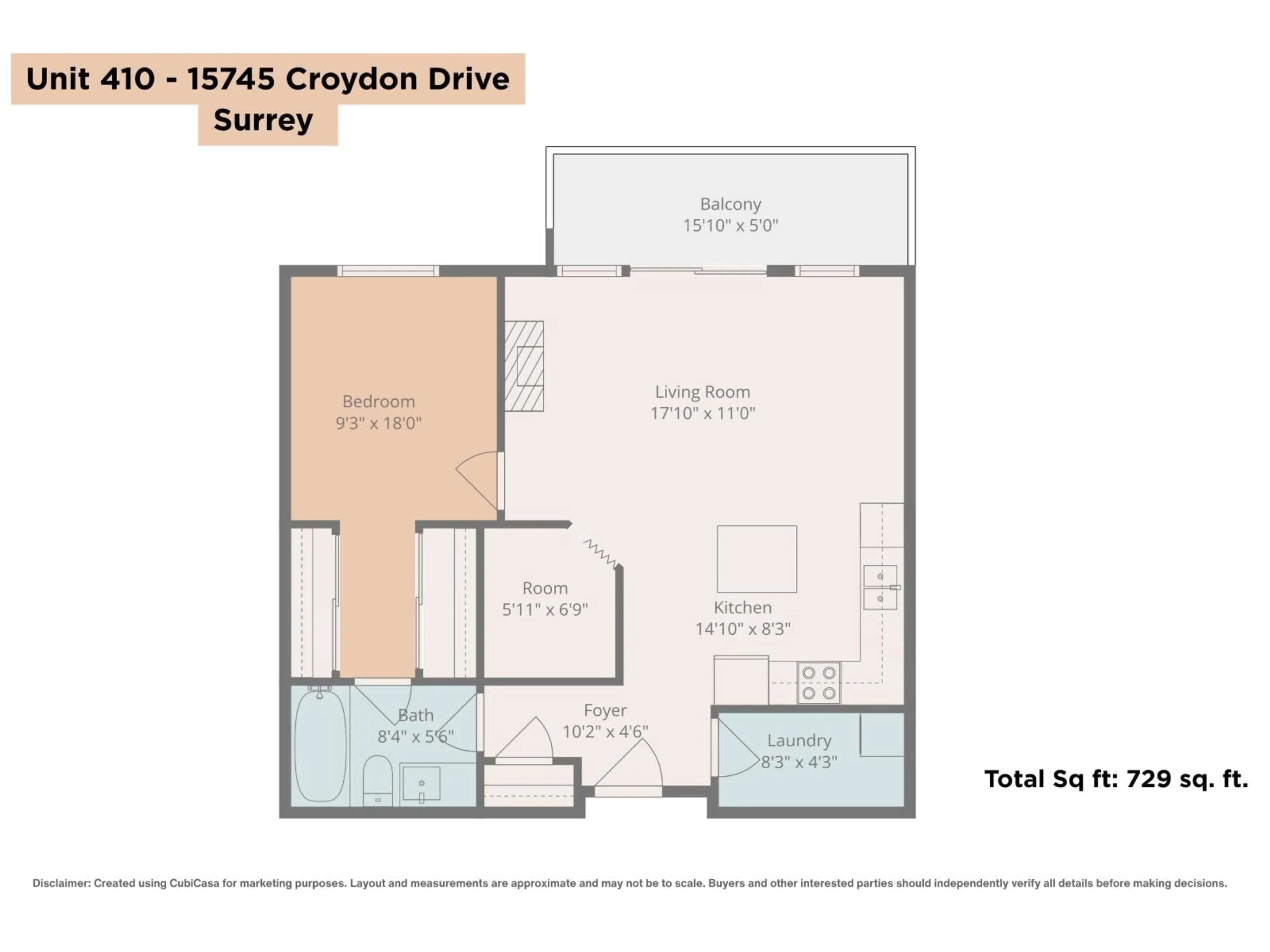 Floor plan for 410 - 15745 CROYDON DRIVE, Surrey British Columbia V3Z2L5
