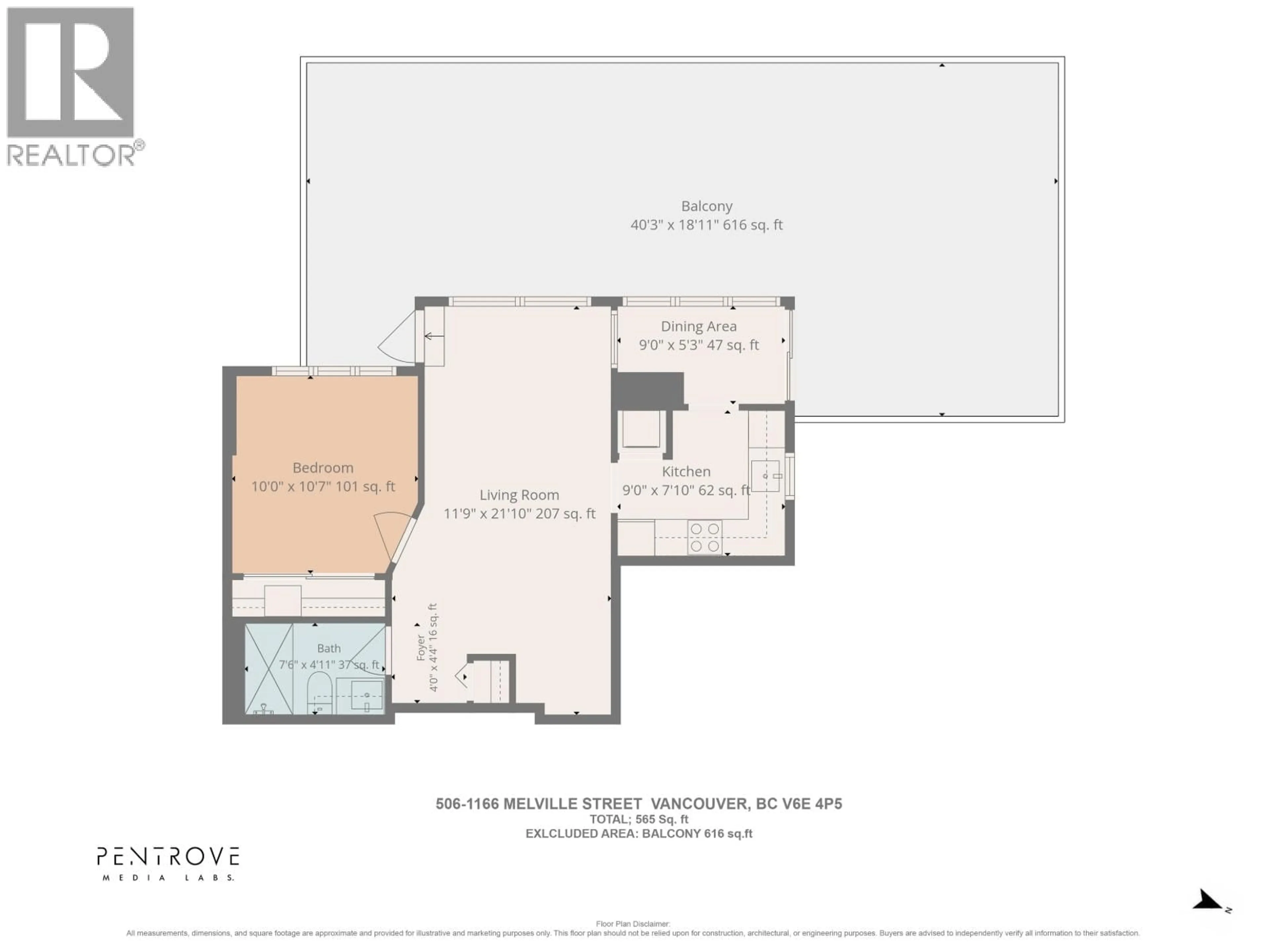 Floor plan for 506 - 1166 MELVILLE STREET, Vancouver British Columbia V6E4P5