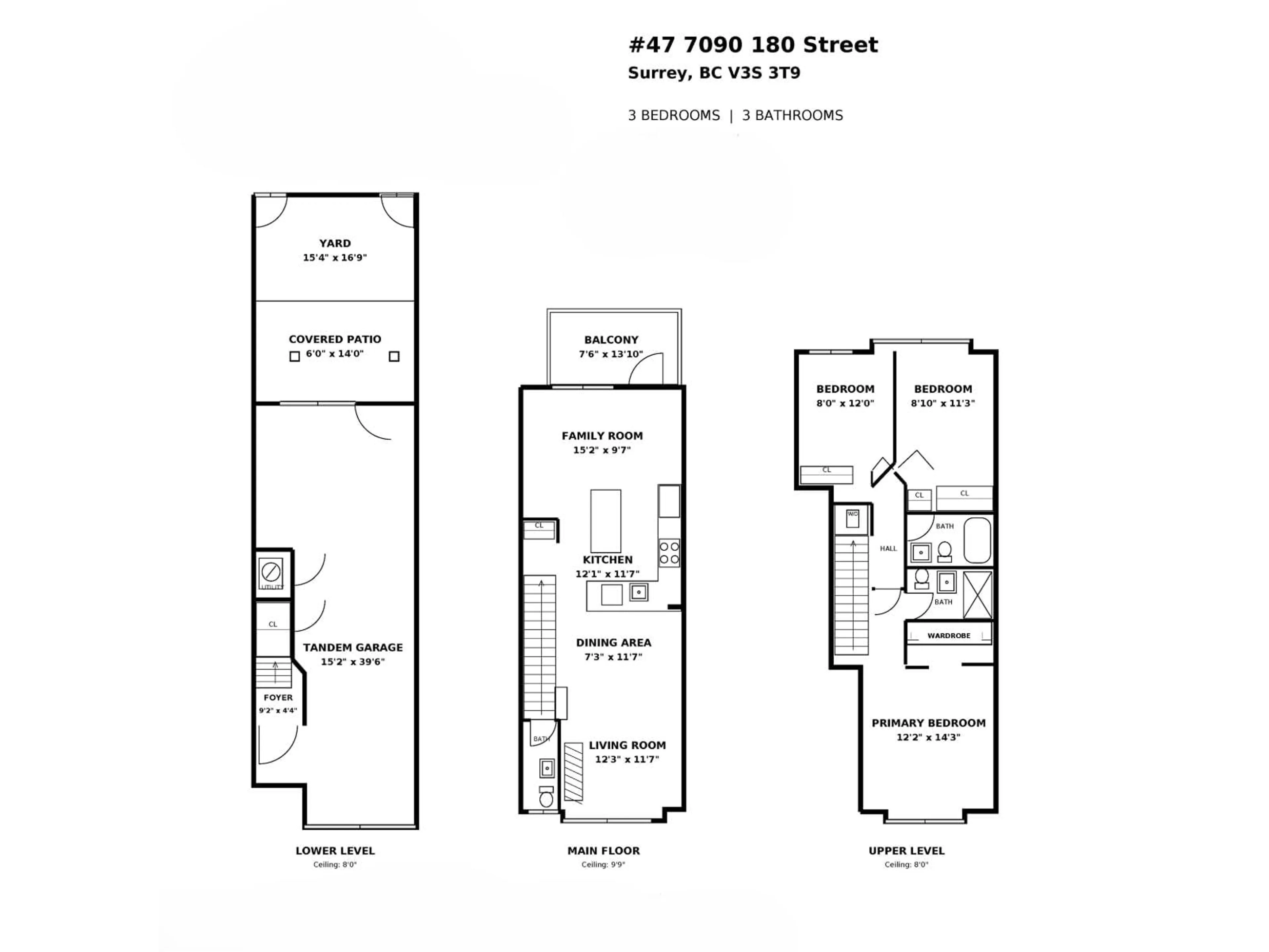 Floor plan for 47 - 7090 180 STREET, Surrey British Columbia V3S3T9