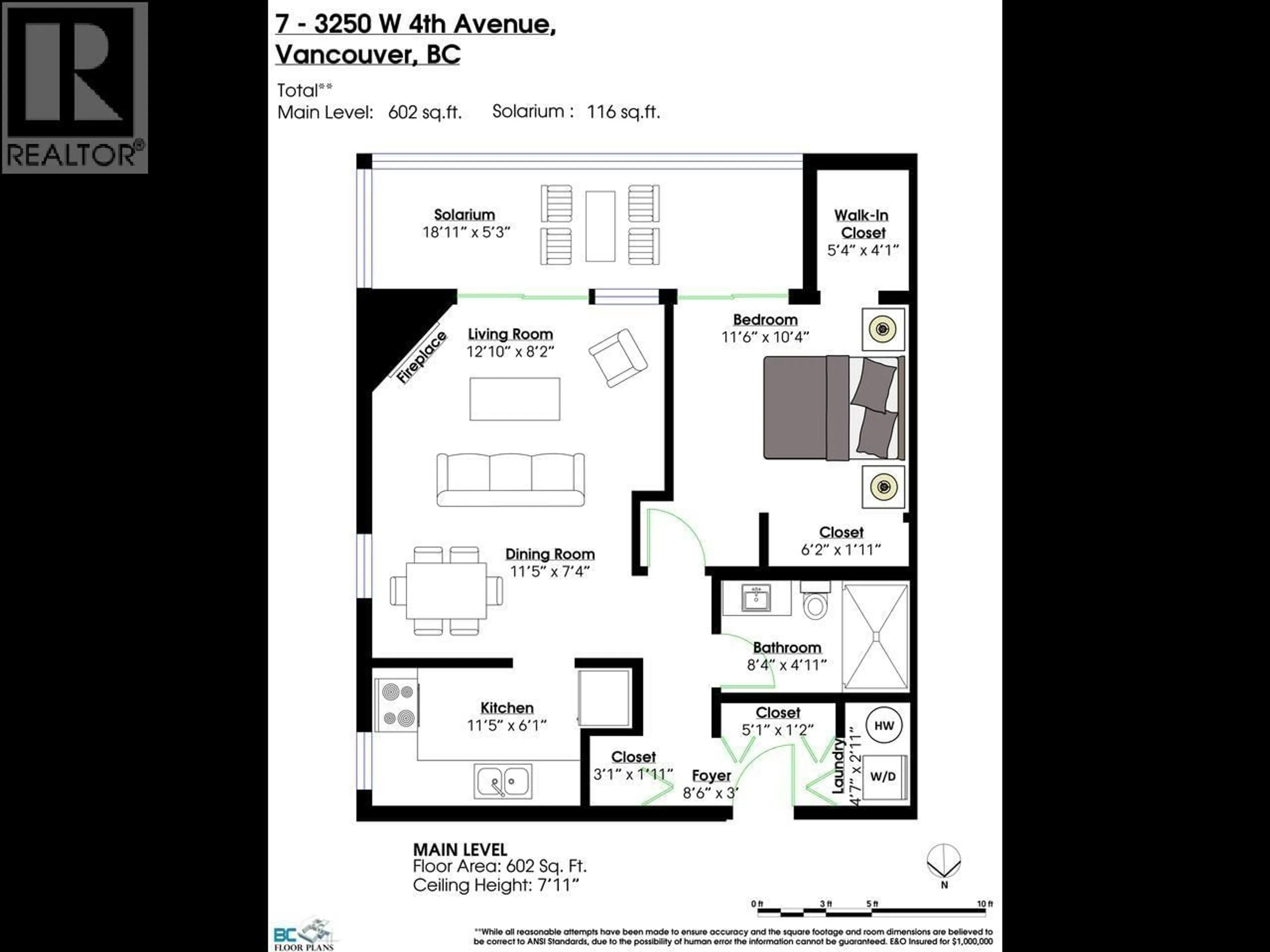 Floor plan for 7 - 3250 4TH AVENUE, Vancouver British Columbia V6K1R9