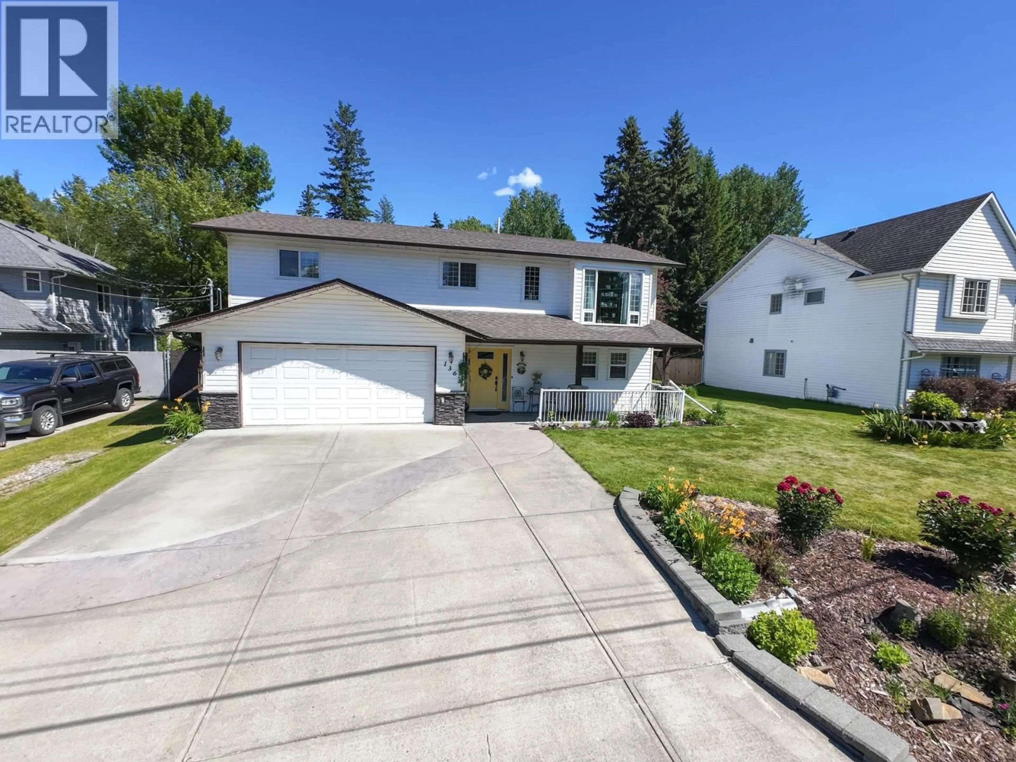 Home with vinyl exterior material, street for 136 GROSZ ROAD, Quesnel British Columbia V2J5J8