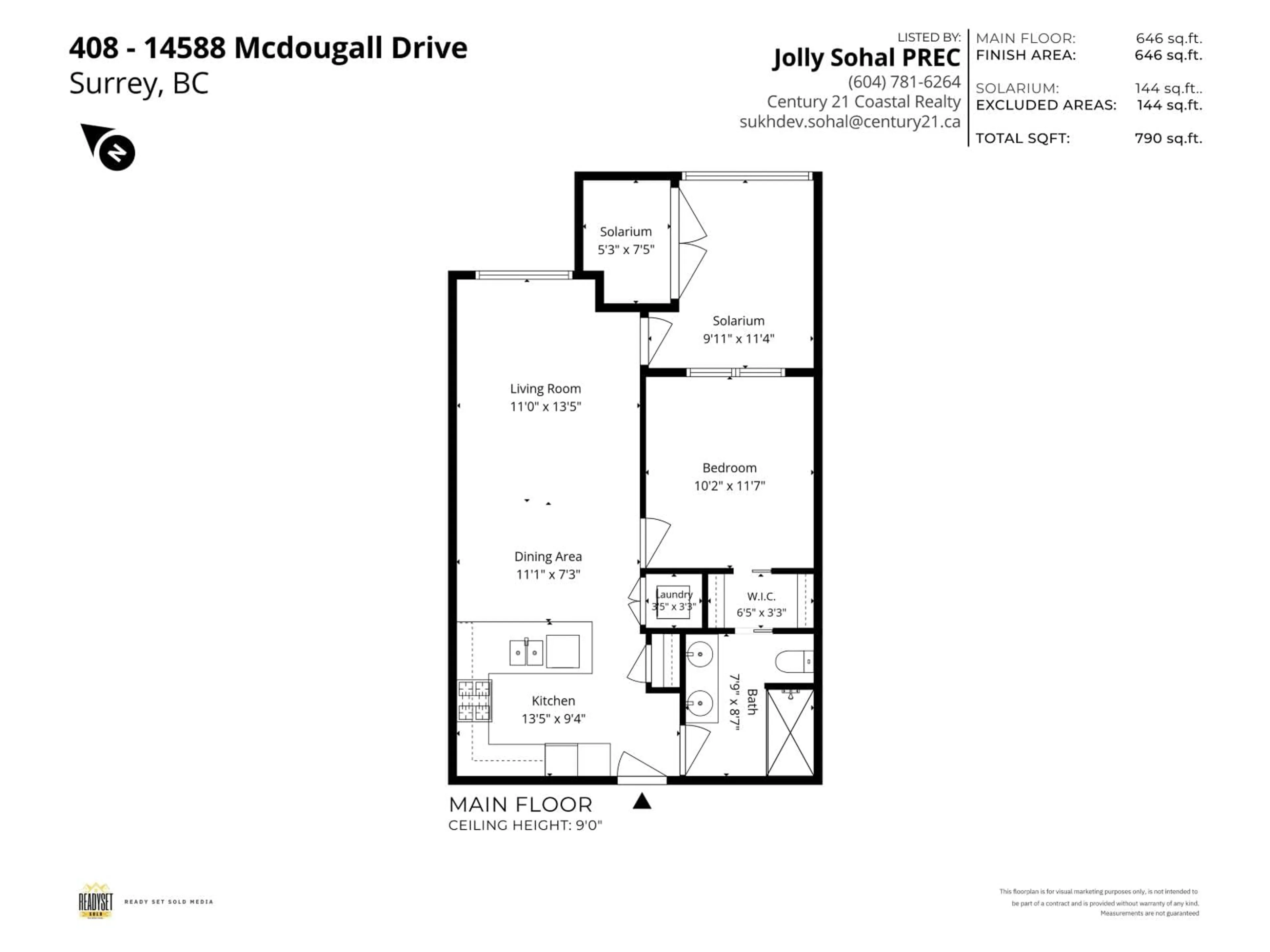 Floor plan for 408 - 14588 MCDOUGALL DRIVE, Surrey British Columbia V4P0H1